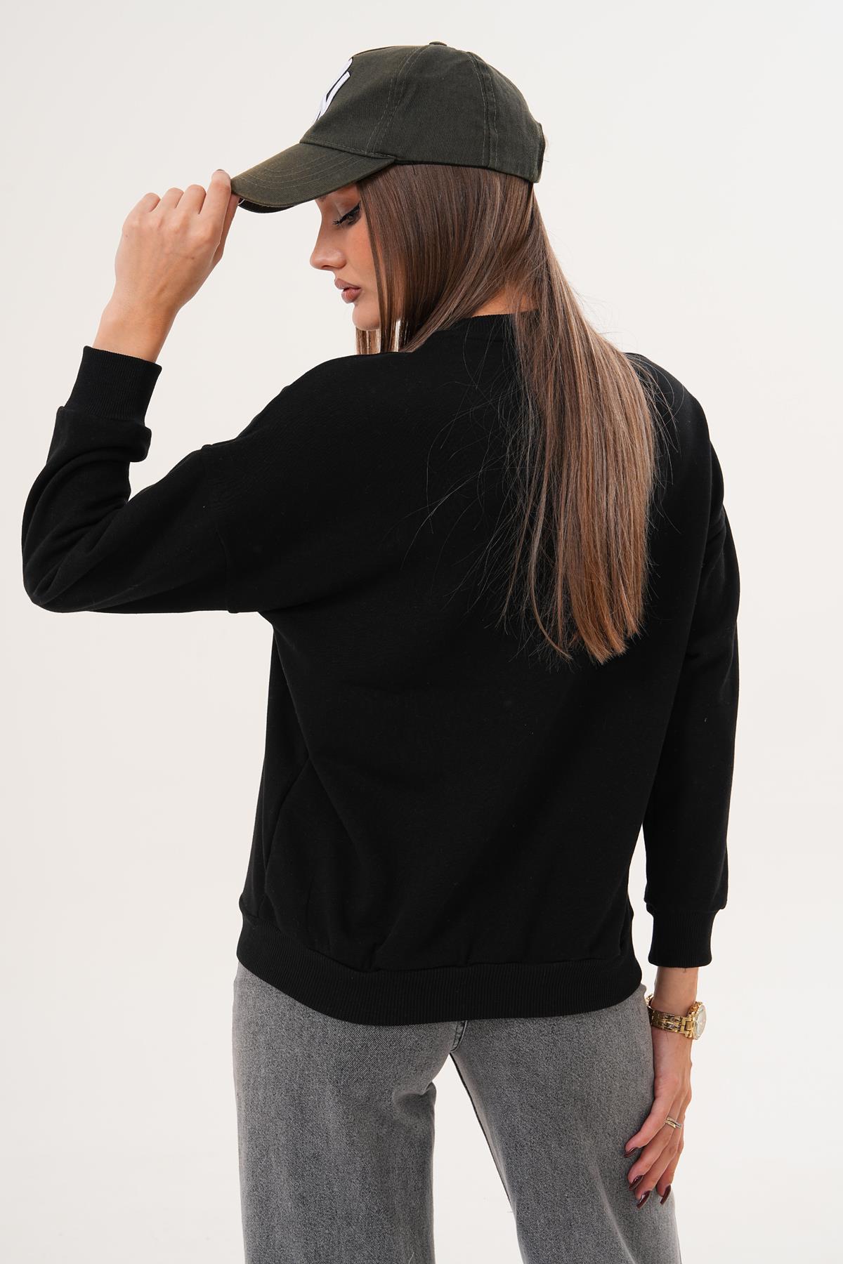 Kadın Baskılı Üç İplik Sweatshirt 255320 -