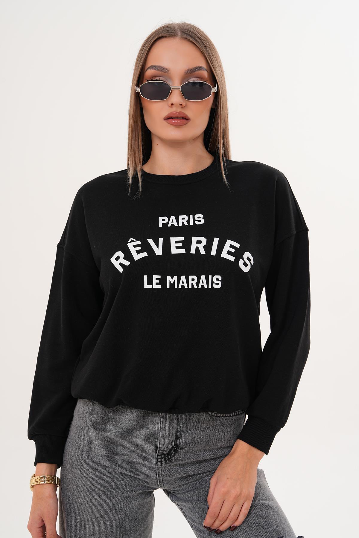Kadın Baskılı Üç İplik Sweatshirt 255322 -