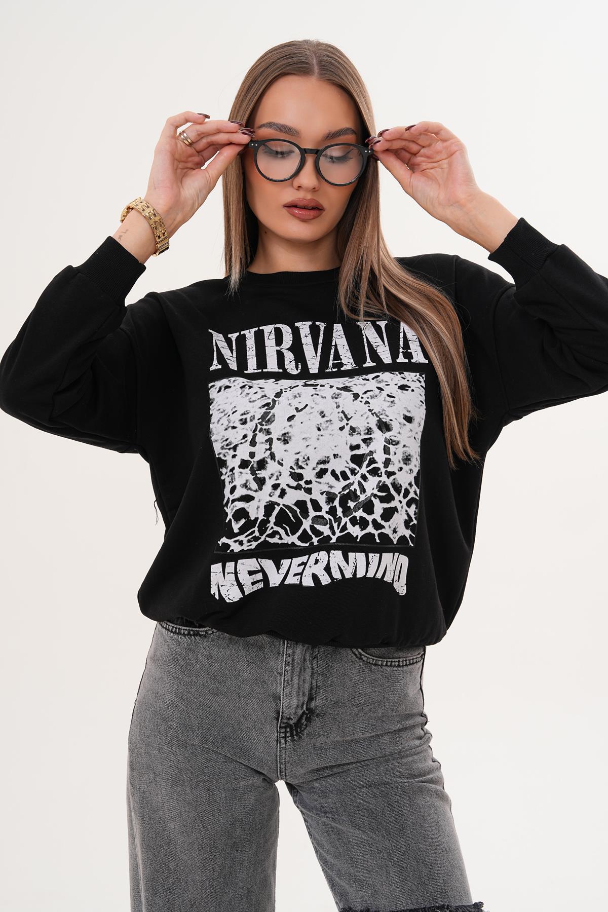 Kadın Baskılı Üç İplik Sweatshirt 255325 -