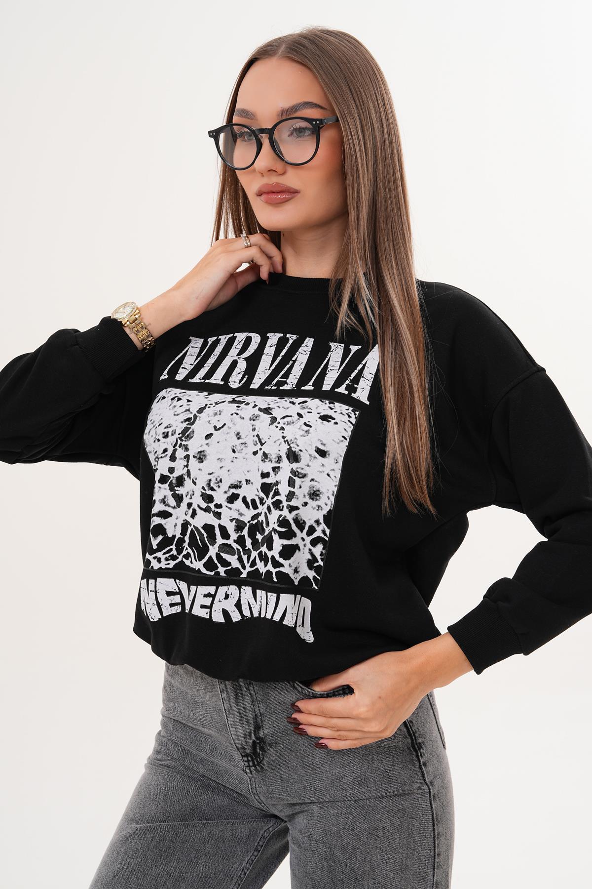 Kadın Baskılı Üç İplik Sweatshirt 255325 -