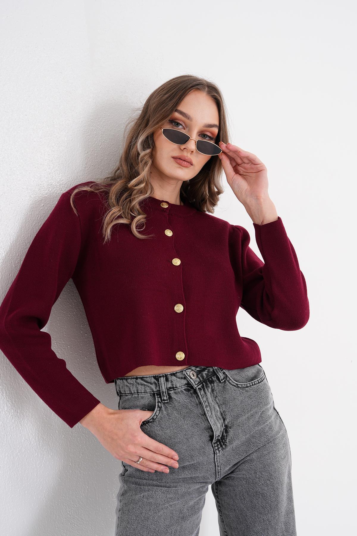 Kadın Bebe Yaka Düğme Kapamalı Triko Örme Hırka 250388 -