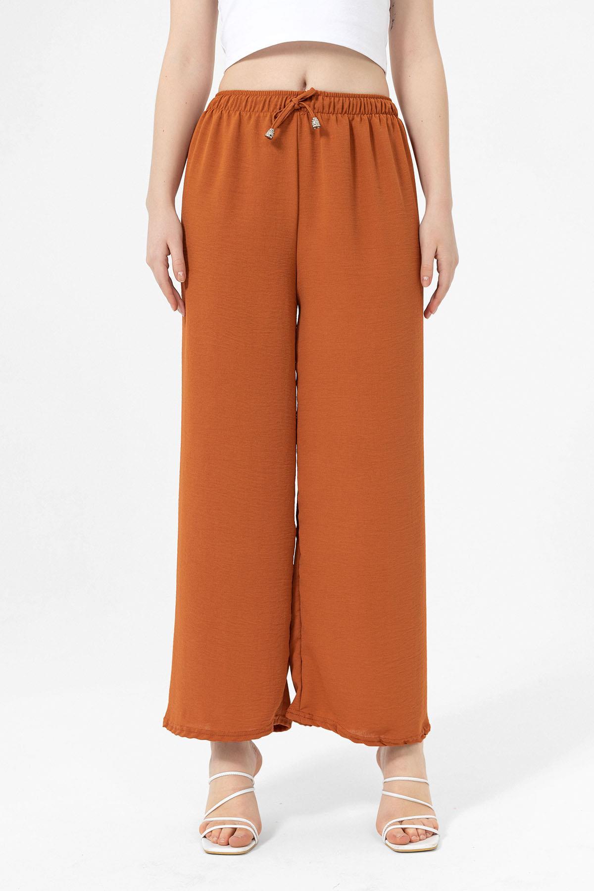 Kadın Beli Lastik Detaylı Bol Paça Pantolon 240240 -