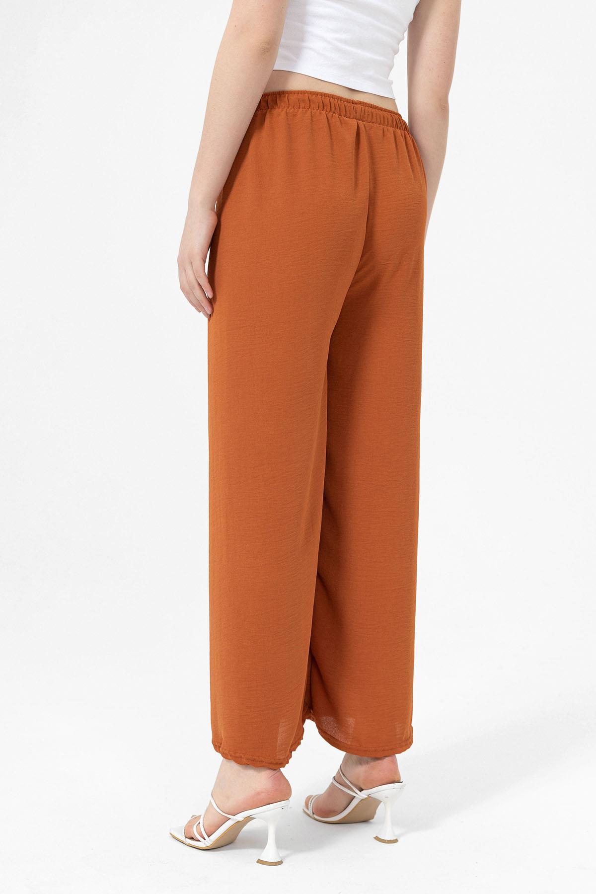 Kadın Beli Lastik Detaylı Bol Paça Pantolon 240240 -