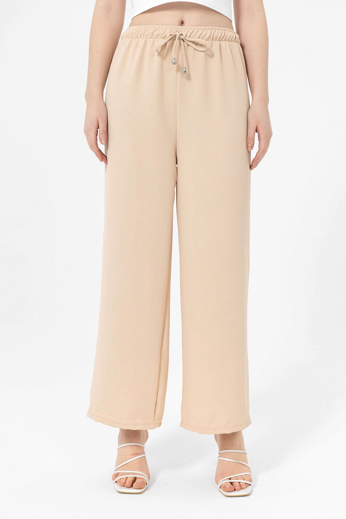 Kadın Beli Lastik Detaylı Bol Paça Pantolon 240240 -