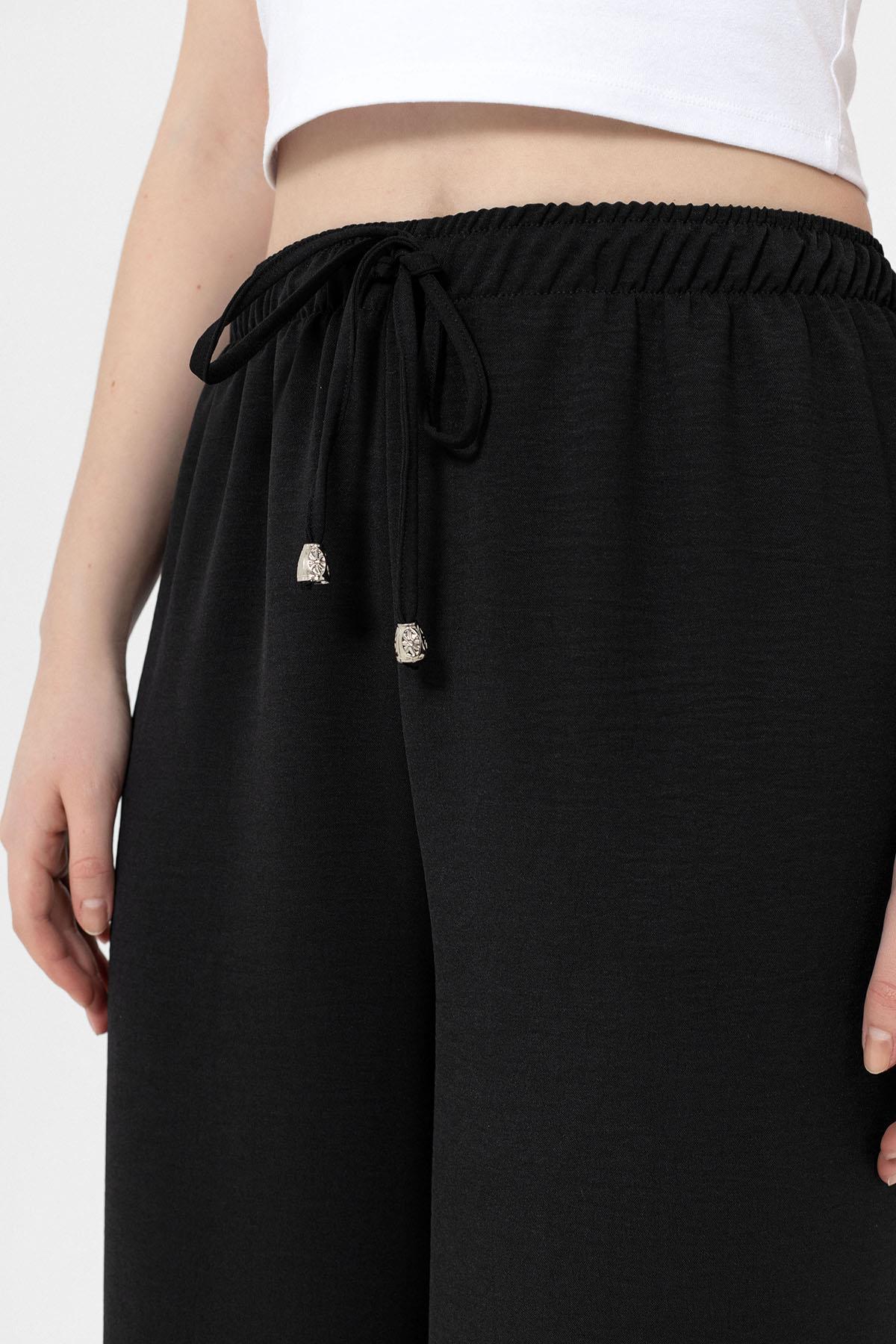 Kadın Beli Lastik Detaylı Bol Paça Pantolon 240240 -
