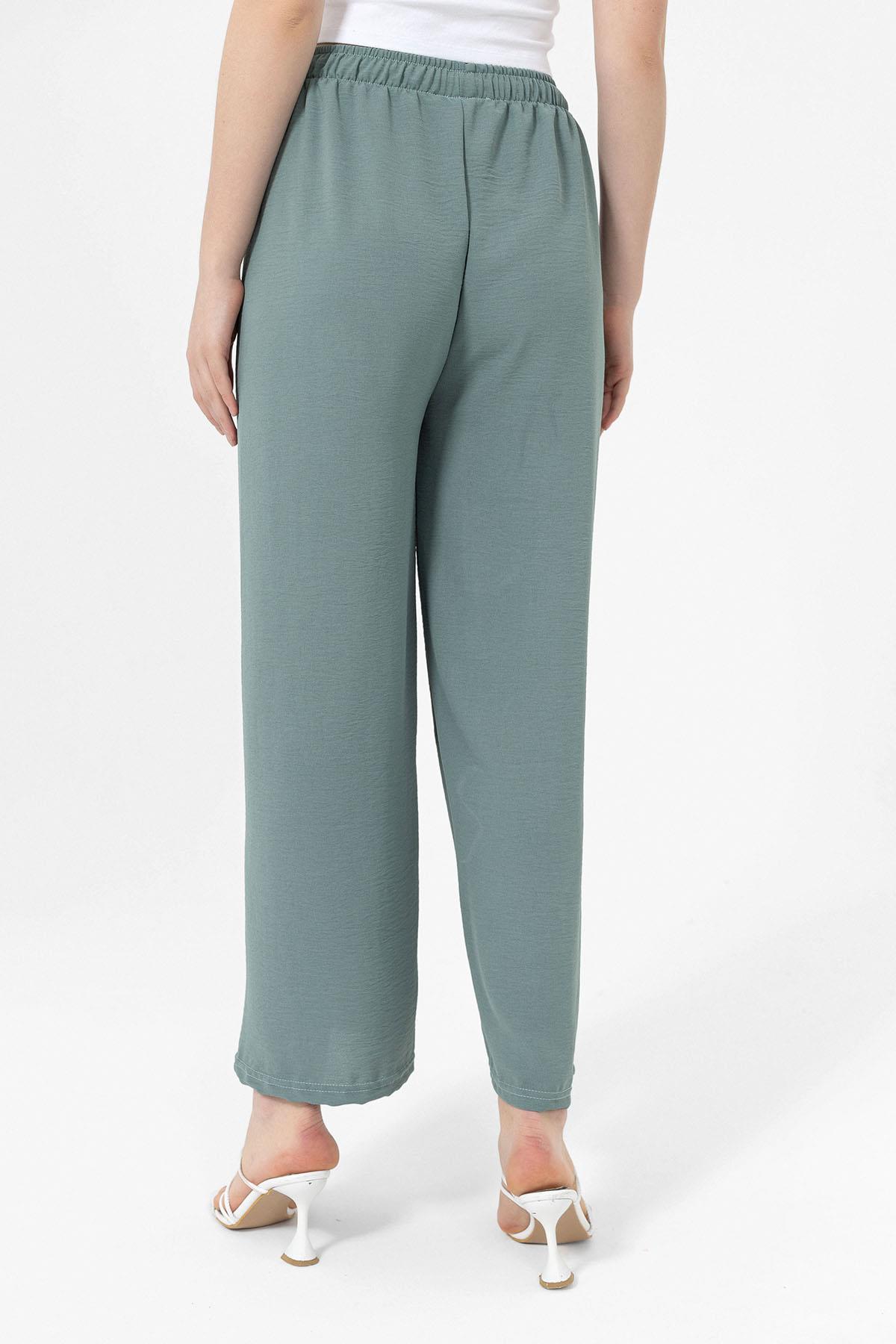 Kadın Beli Lastik Detaylı Bol Paça Pantolon 240240 -