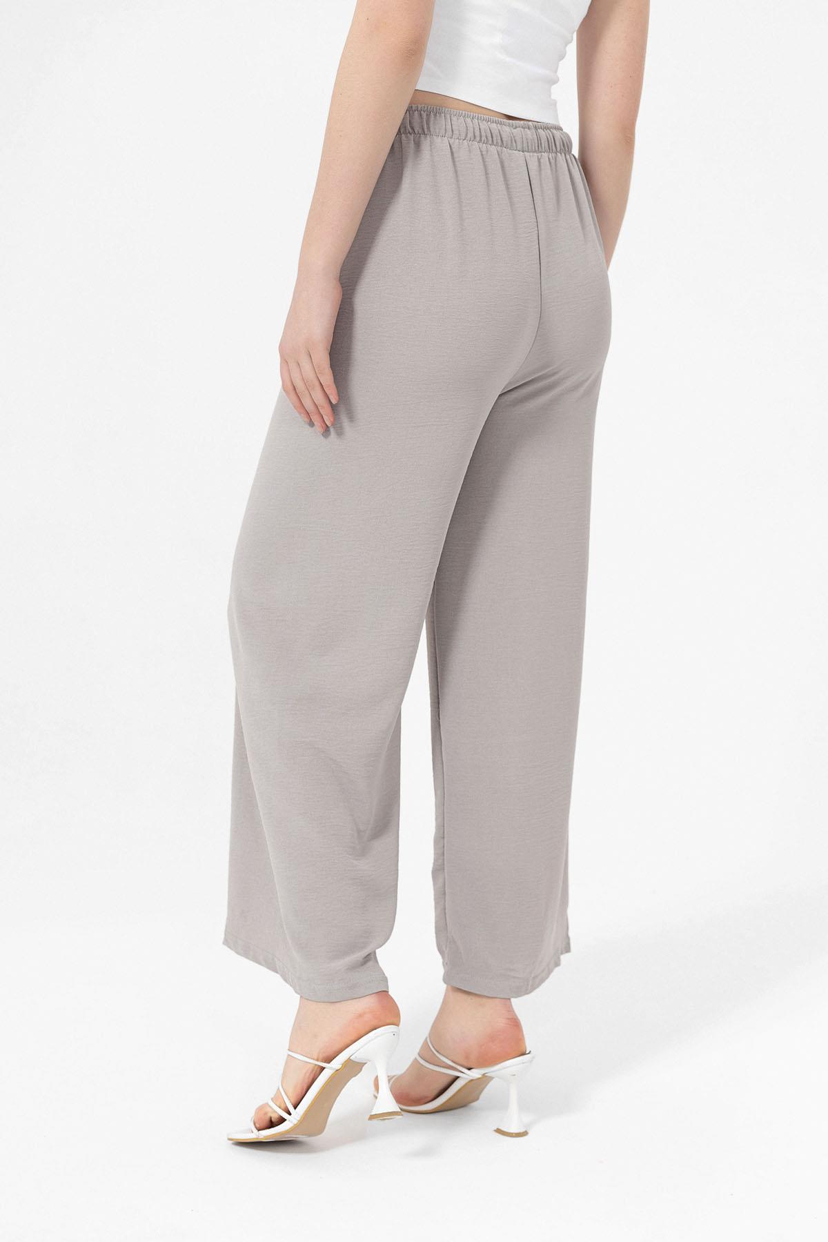 Kadın Beli Lastik Detaylı Bol Paça Pantolon 240240 -
