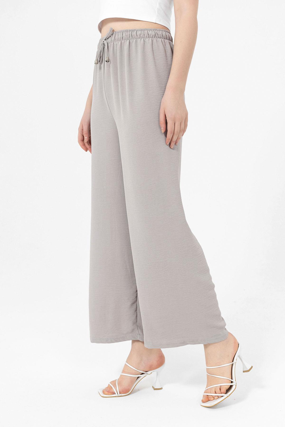 Kadın Beli Lastik Detaylı Bol Paça Pantolon 240240 -