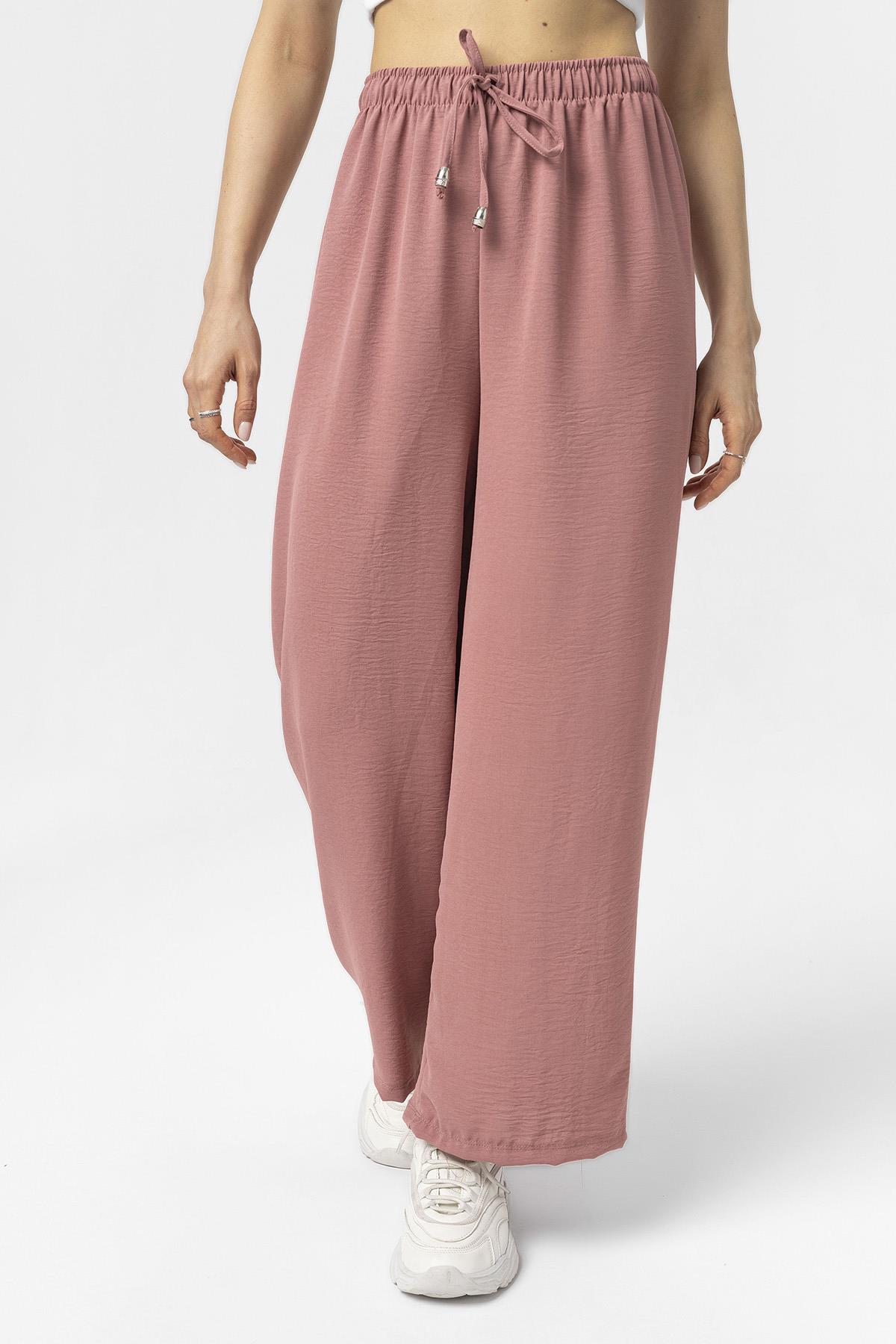 Kadın Beli Lastik Detaylı Bol Paça Pantolon 240240 -