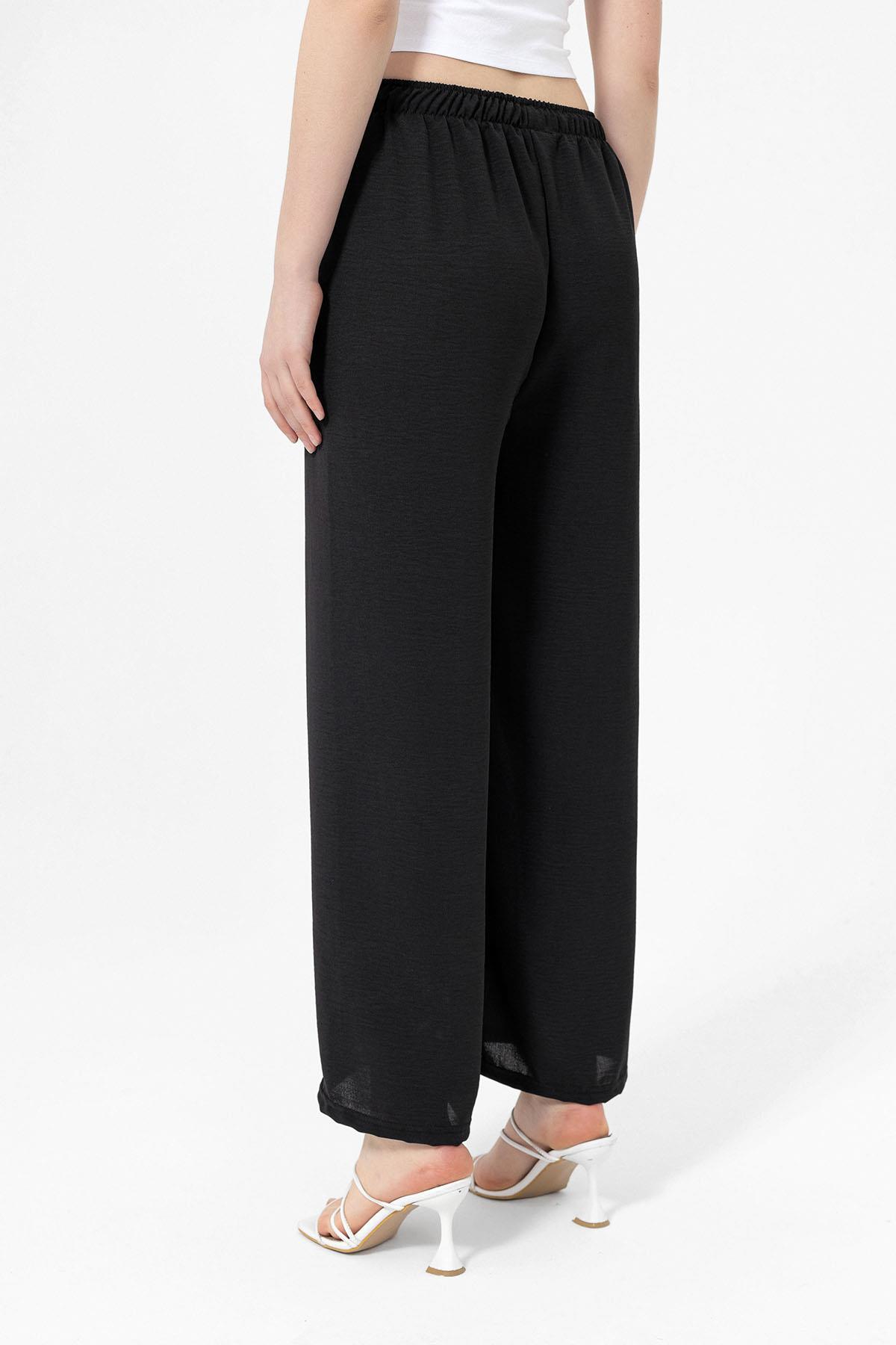 Kadın Beli Lastik Detaylı Bol Paça Pantolon 240240 -