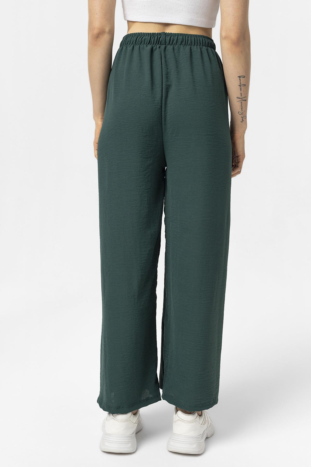 Kadın Beli Lastik Detaylı Bol Paça Pantolon 240240 -