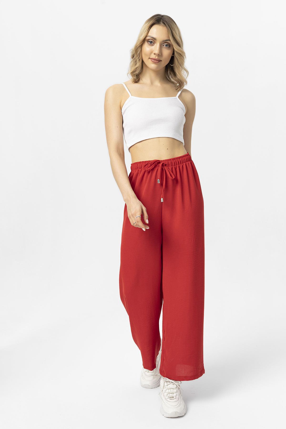Kadın Beli Lastik Detaylı Bol Paça Pantolon 240240 -