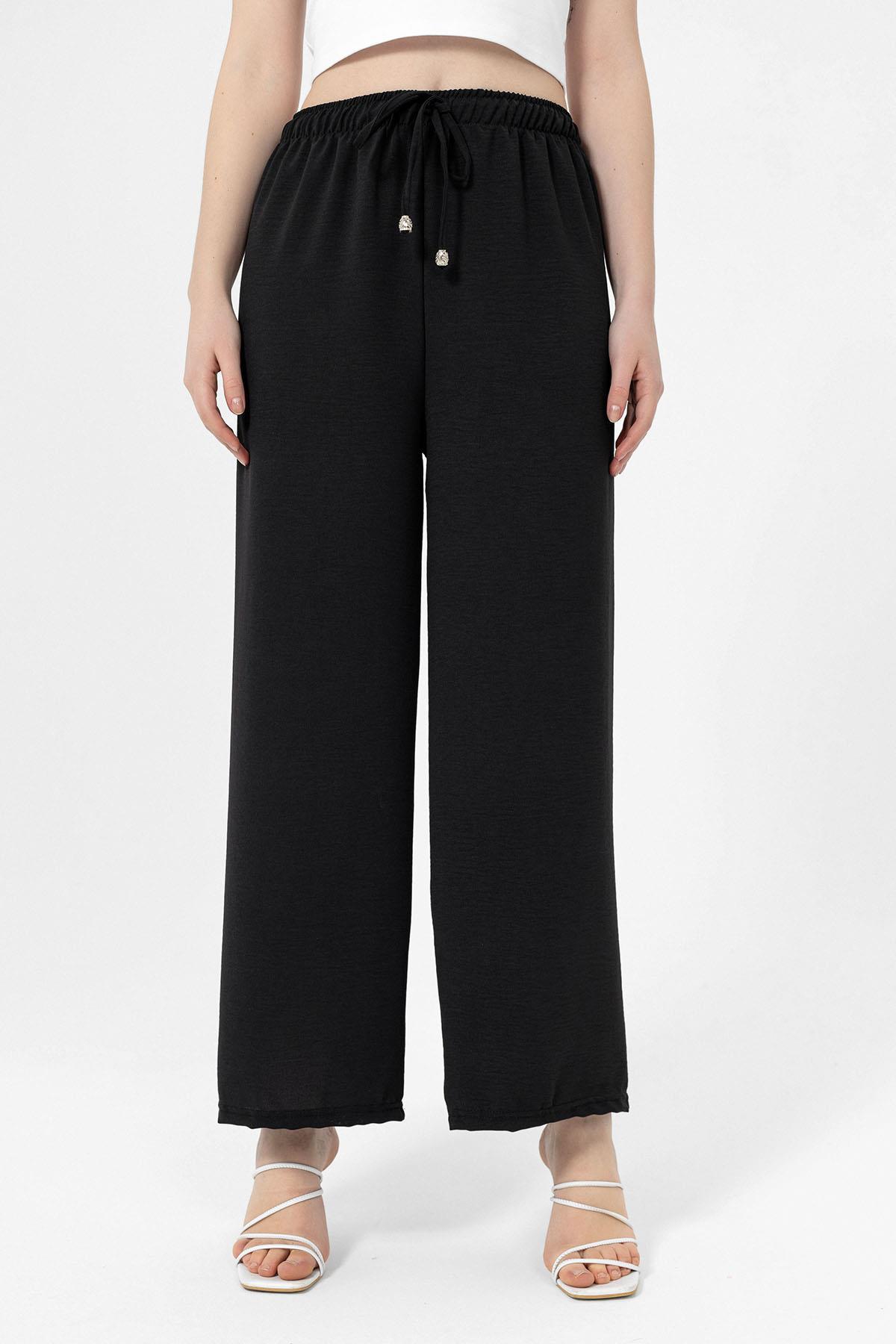 Kadın Beli Lastik Detaylı Bol Paça Pantolon 240240 -