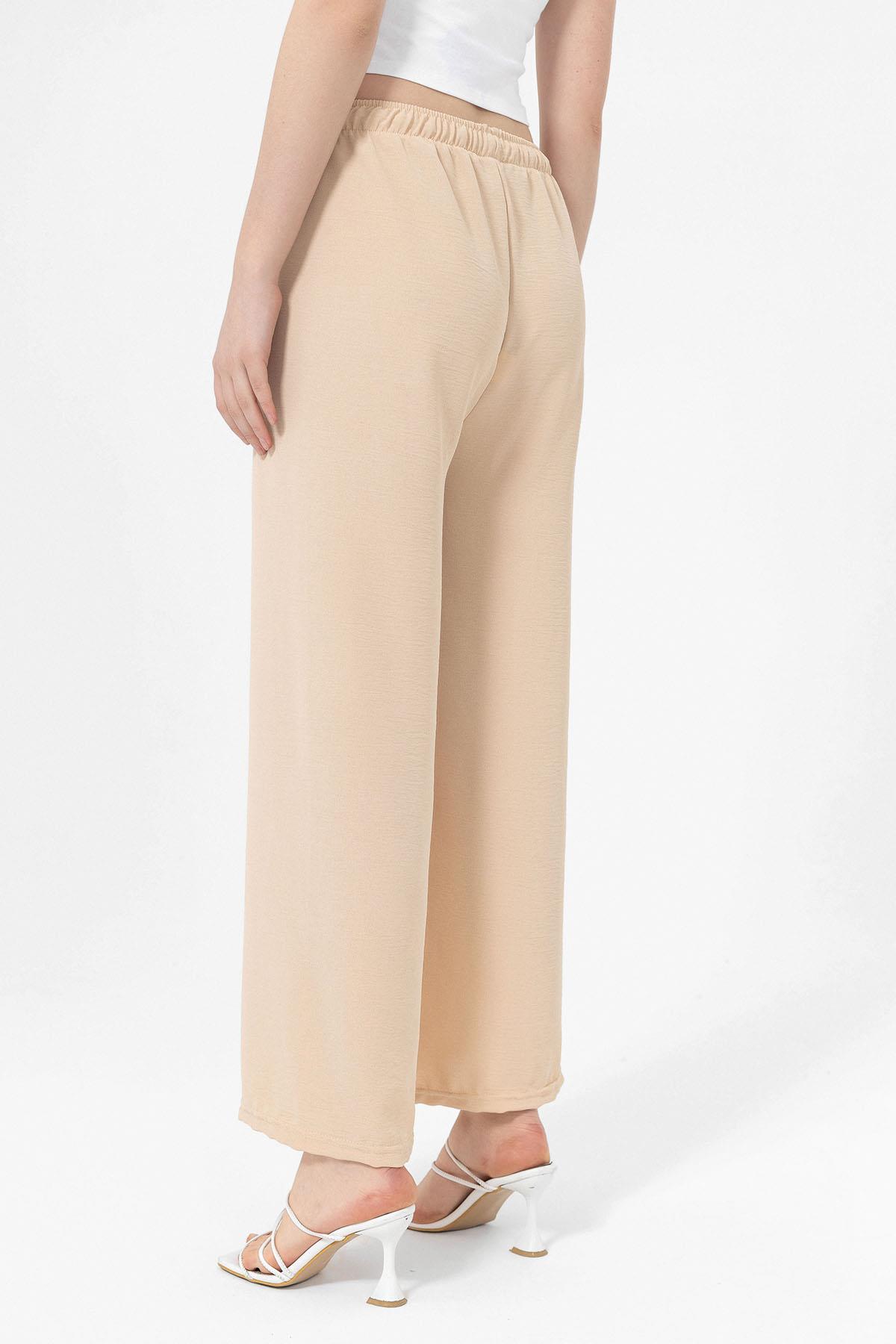 Kadın Beli Lastik Detaylı Bol Paça Pantolon 240240 -