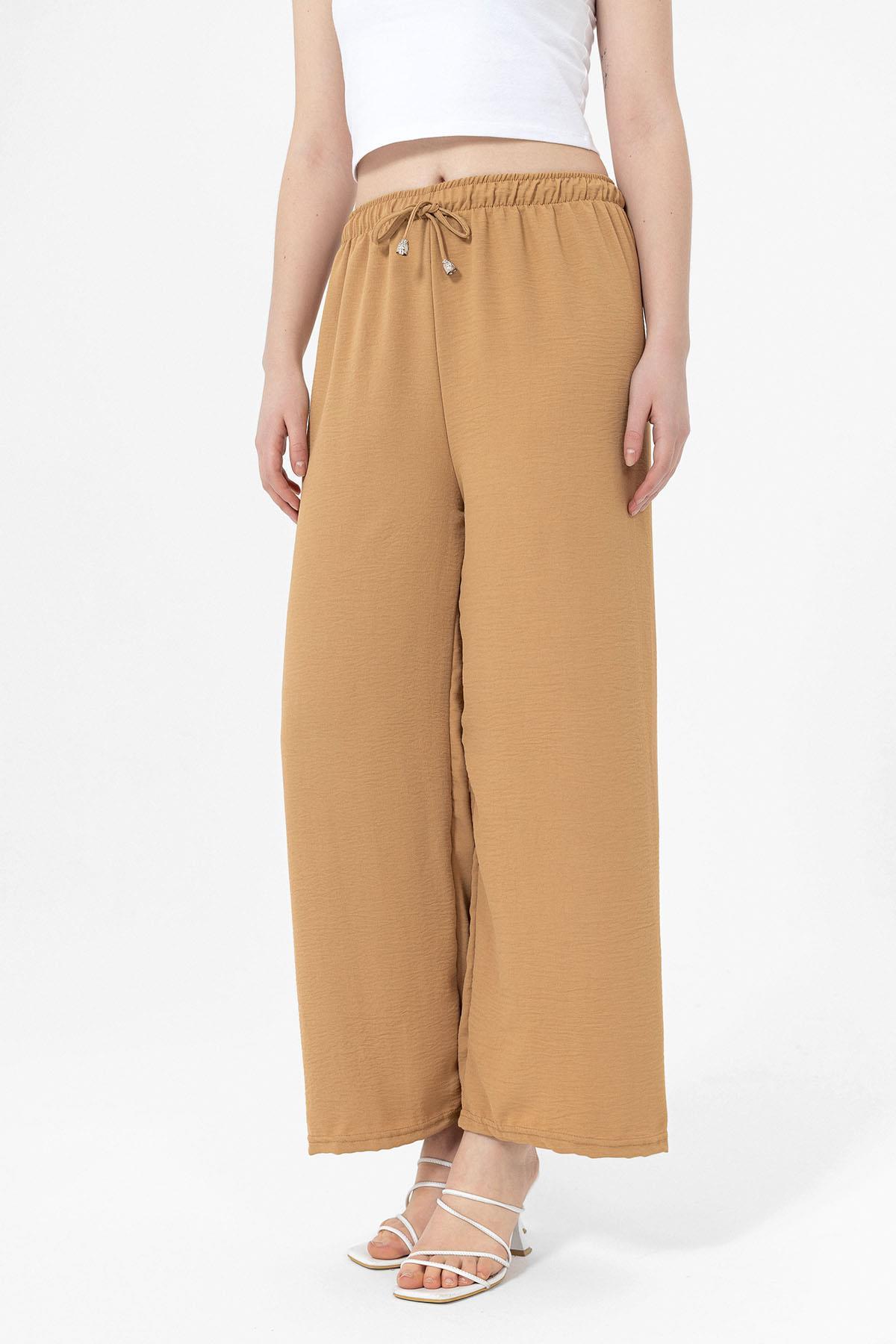 Kadın Beli Lastik Detaylı Bol Paça Pantolon 240240 -