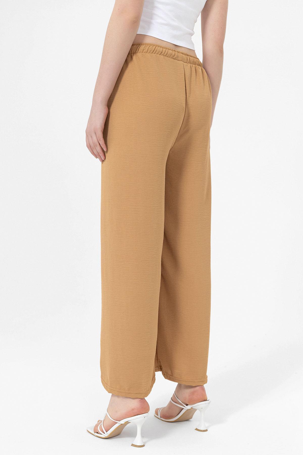 Kadın Beli Lastik Detaylı Bol Paça Pantolon 240240 -