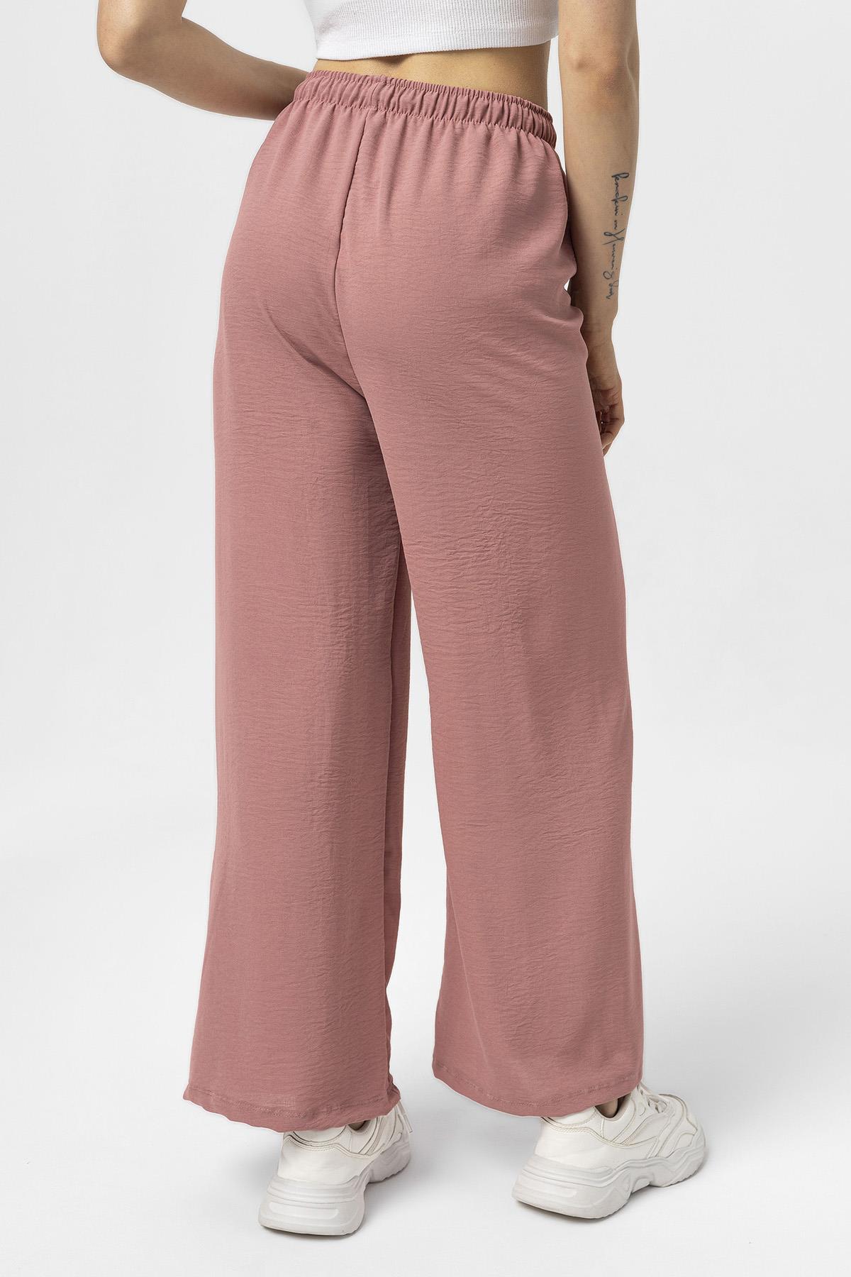 Kadın Beli Lastik Detaylı Bol Paça Pantolon 240240 -
