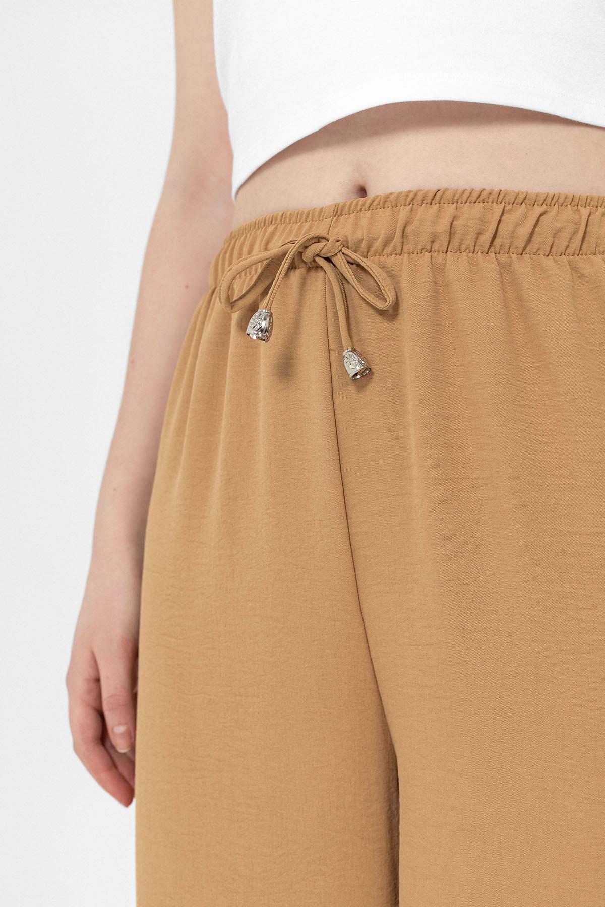 Kadın Beli Lastik Detaylı Bol Paça Pantolon 240240 -