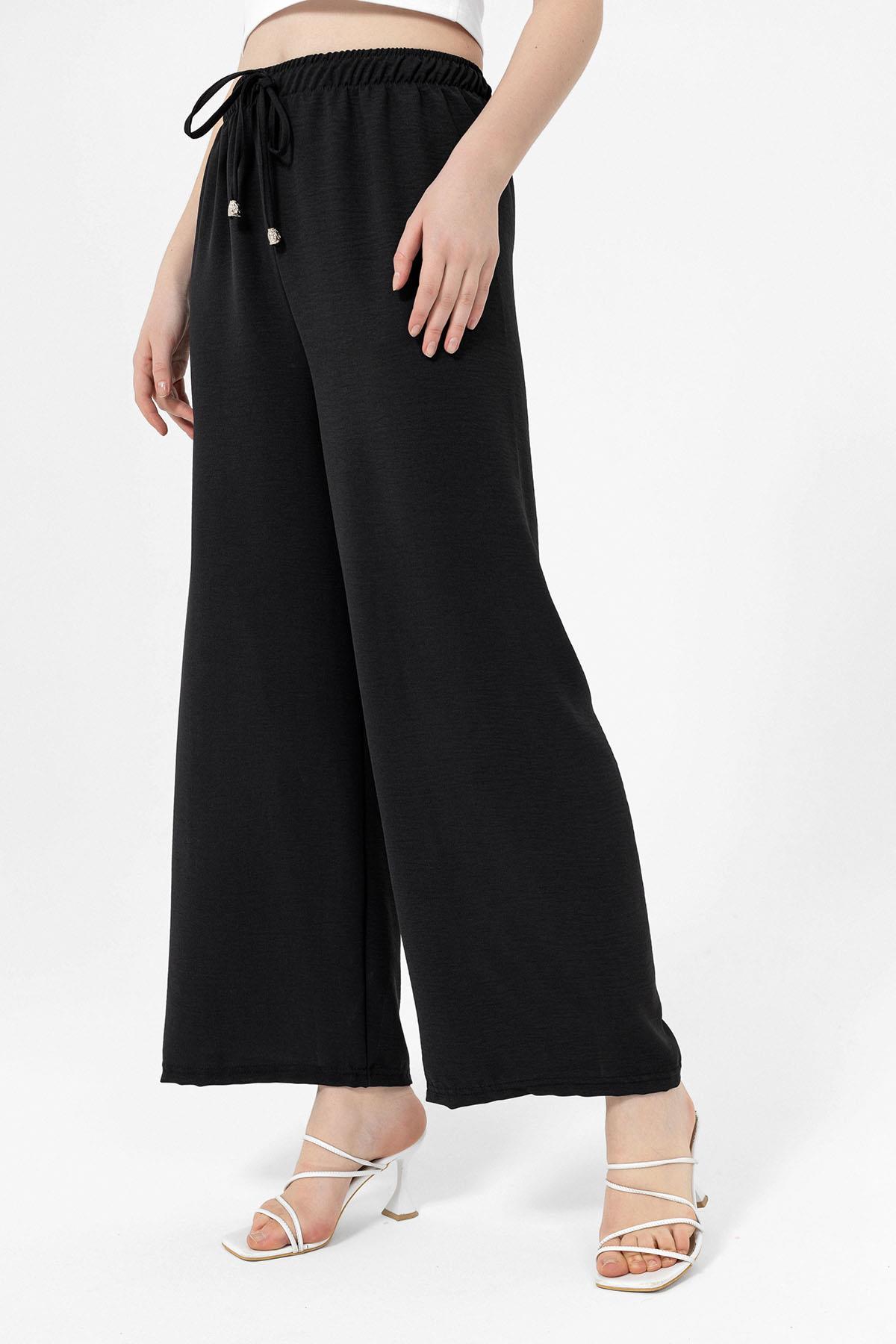 Kadın Beli Lastik Detaylı Bol Paça Pantolon 240240 -