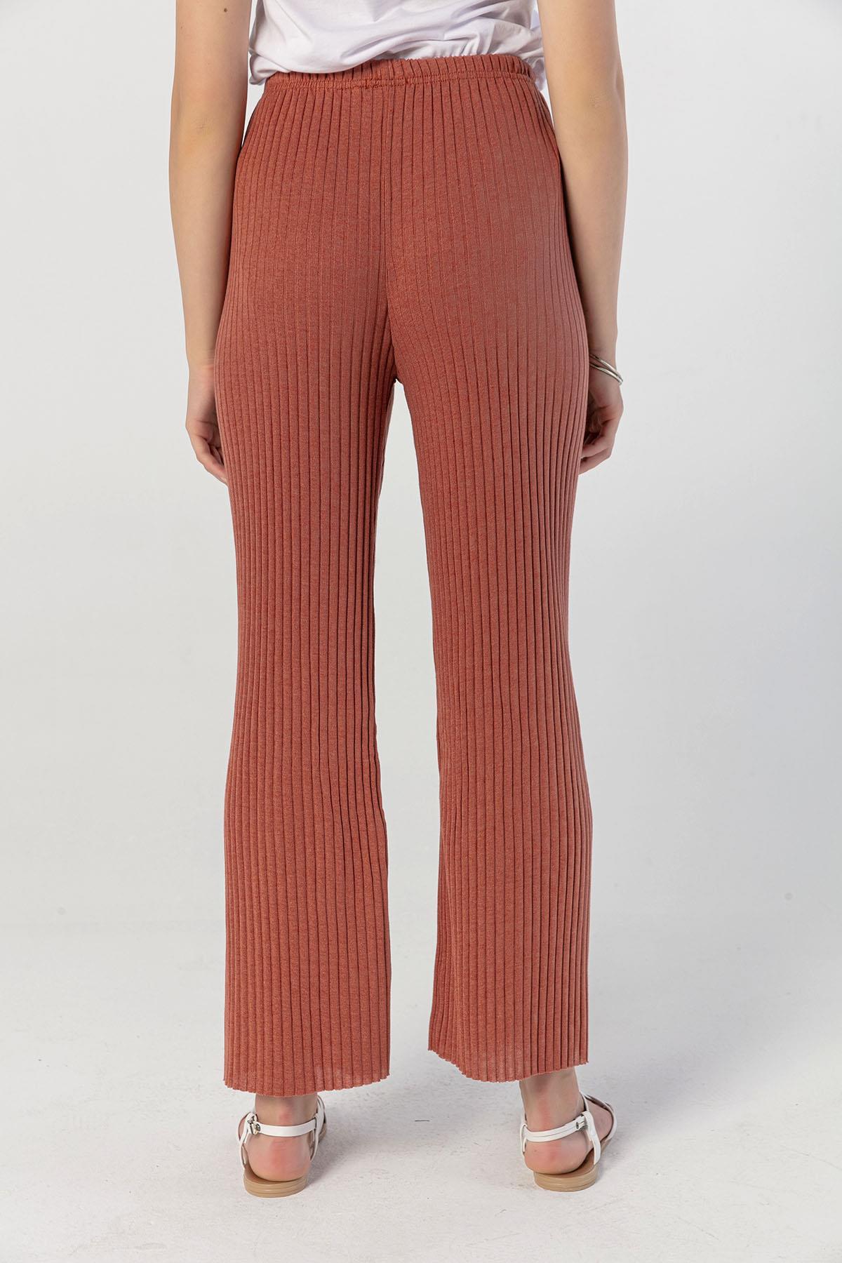 Kadın Beli Lastikli İspanyol Paça Kaşkorse Pantolon