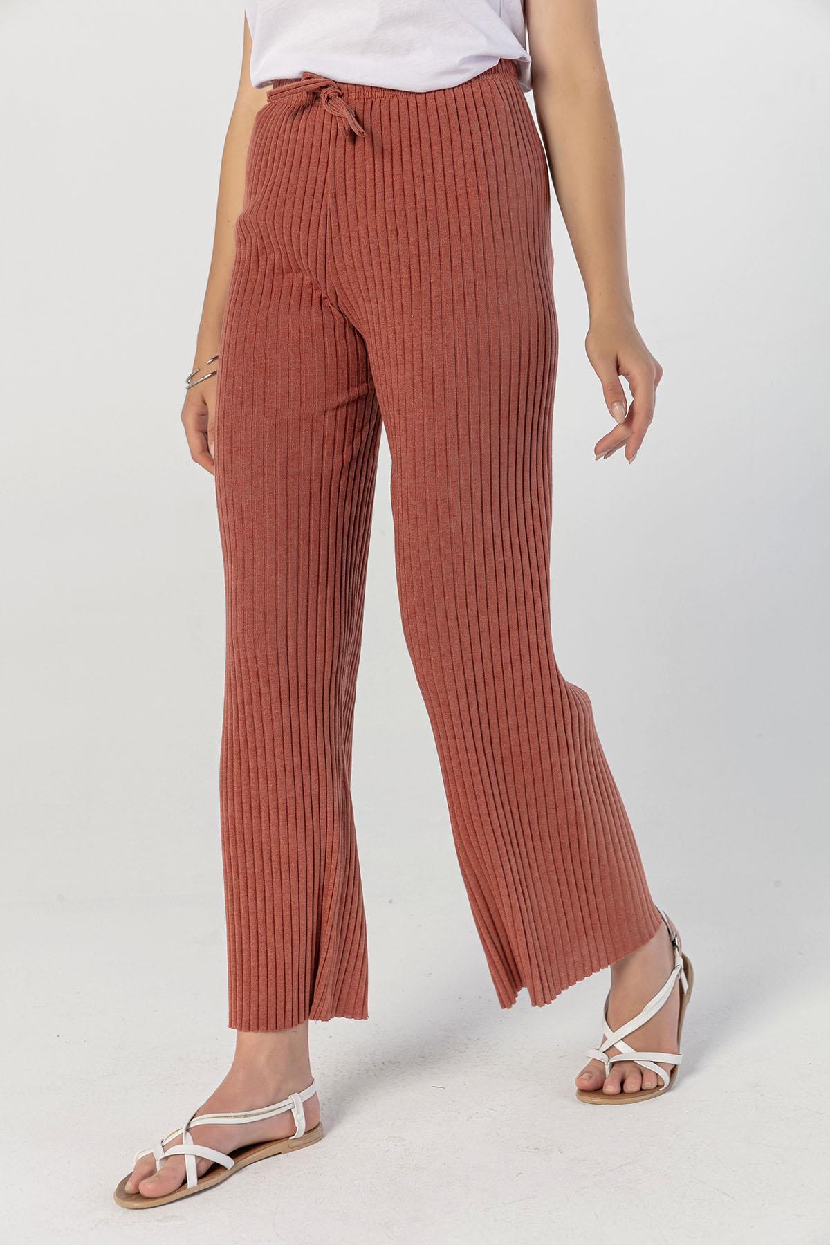Kadın Beli Lastikli İspanyol Paça Kaşkorse Pantolon