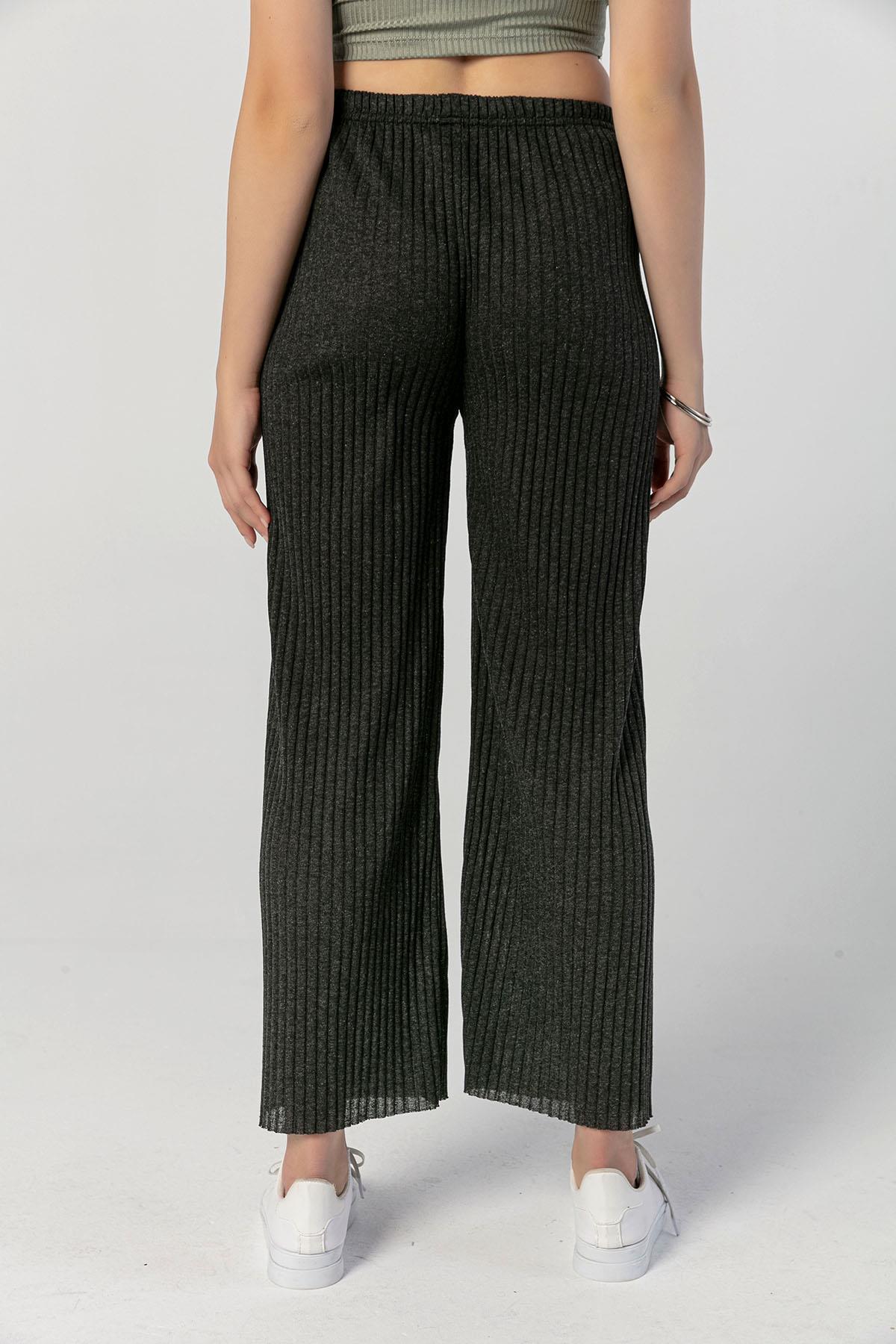 Kadın Beli Lastikli İspanyol Paça Kaşkorse Pantolon