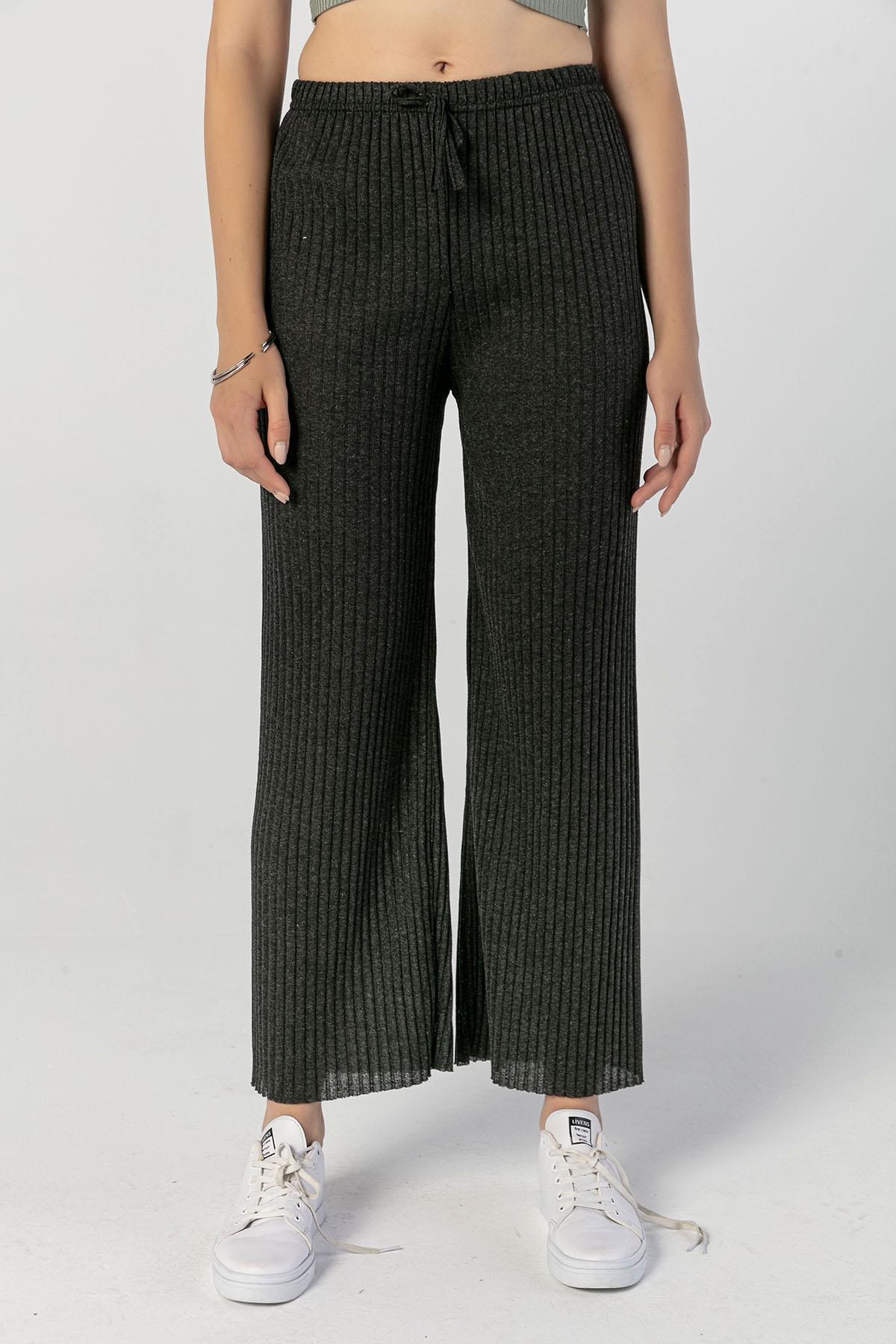 Kadın Beli Lastikli İspanyol Paça Kaşkorse Pantolon