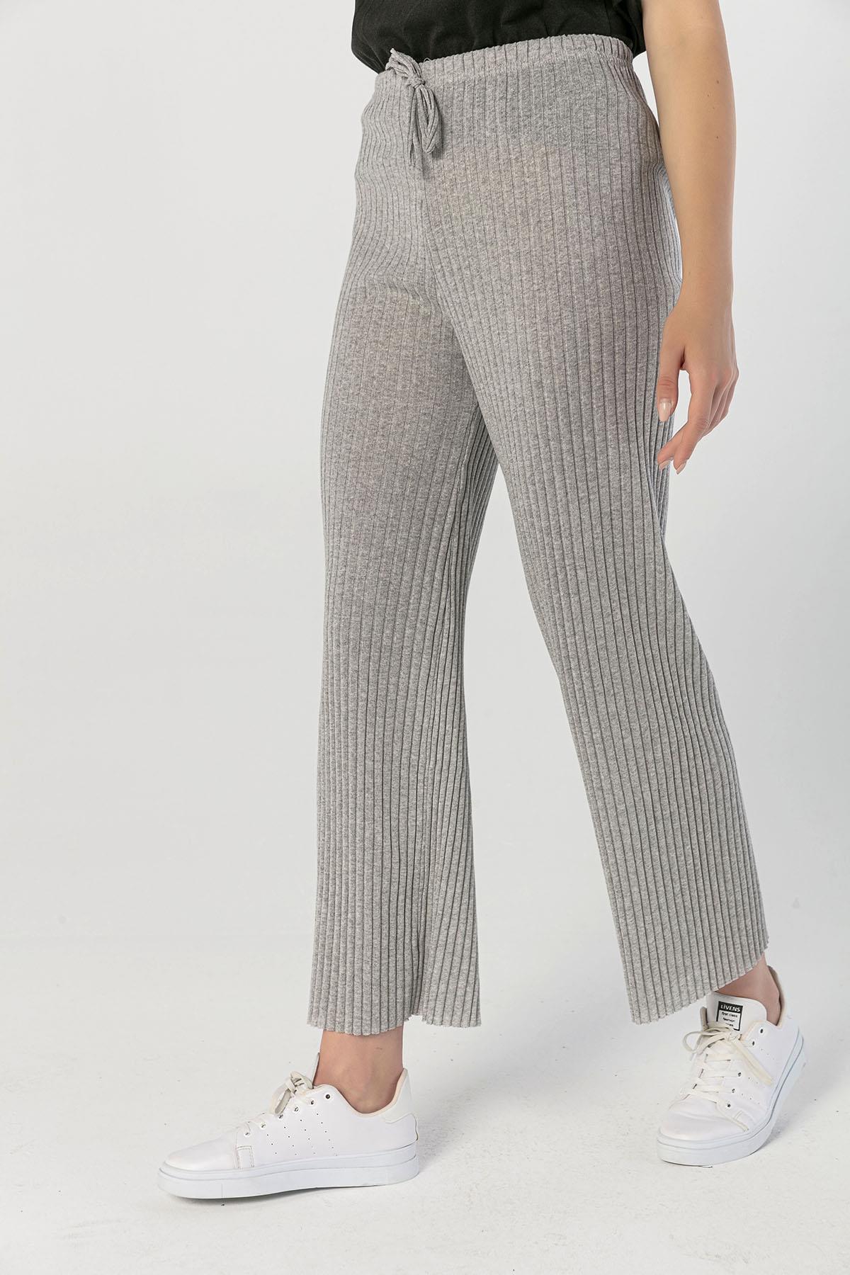 Kadın Beli Lastikli İspanyol Paça Kaşkorse Pantolon