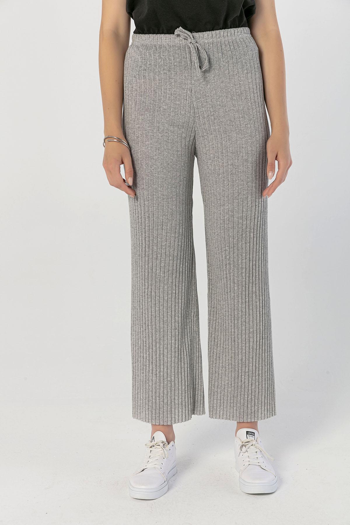 Kadın Beli Lastikli İspanyol Paça Kaşkorse Pantolon