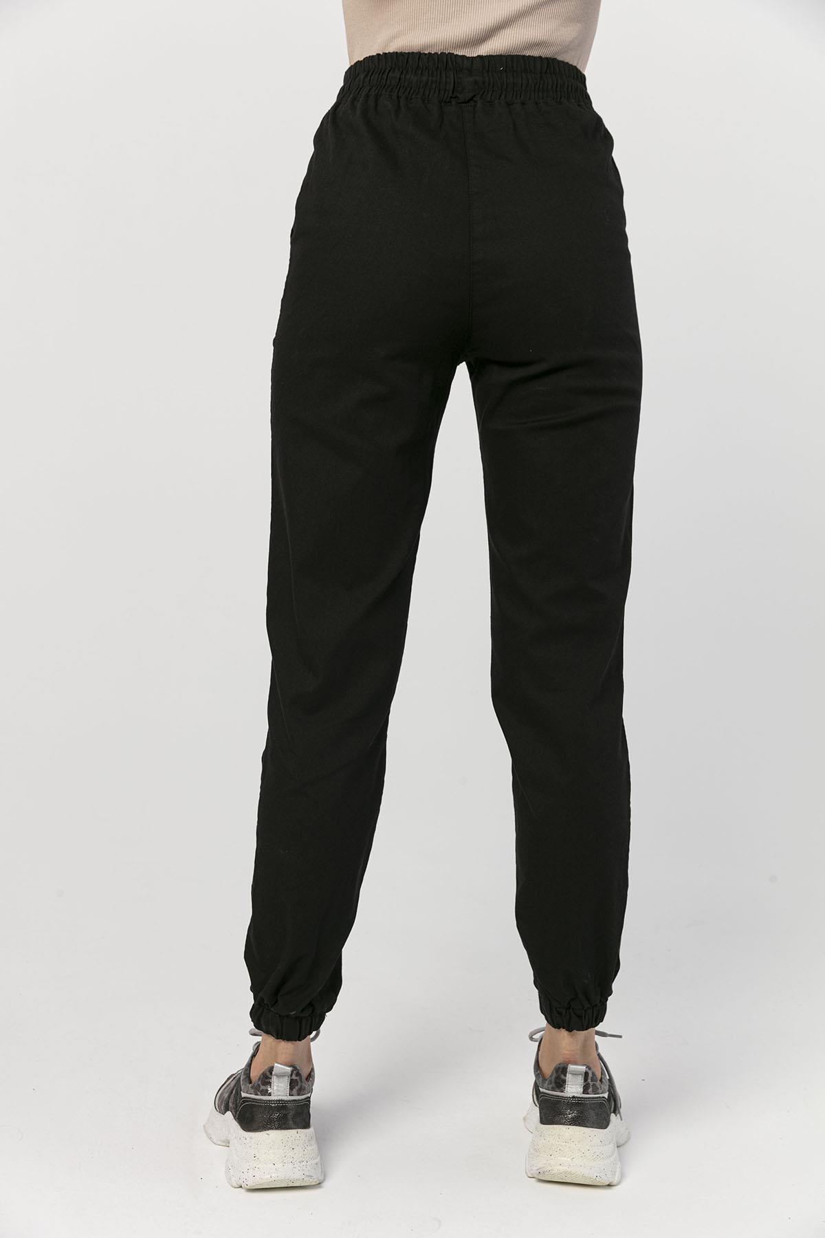 Kadın Beli Paçası Lastikli Gabardin Pantolon