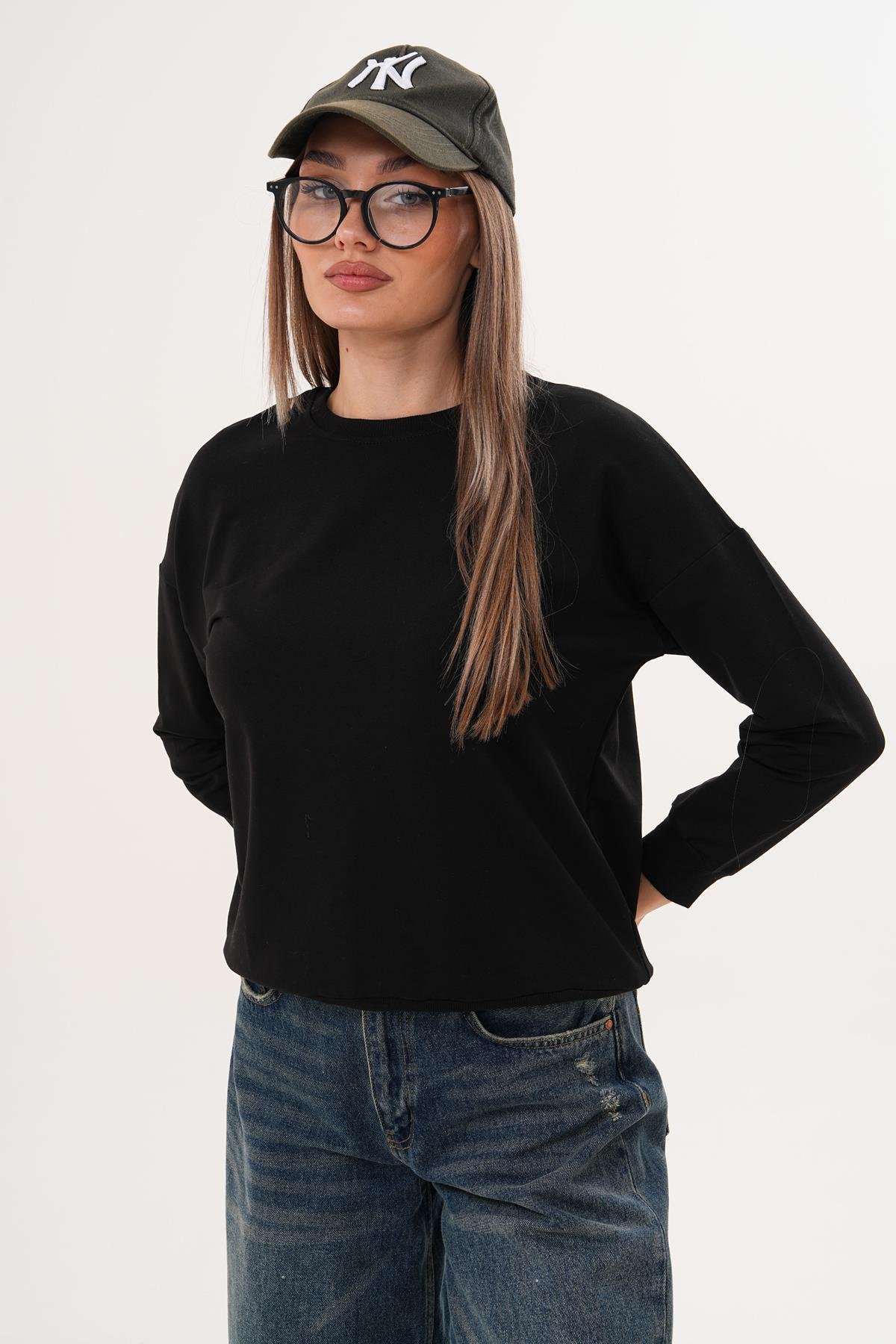 Kadın Bisiklet Yaka Sweatshirt 255263 -