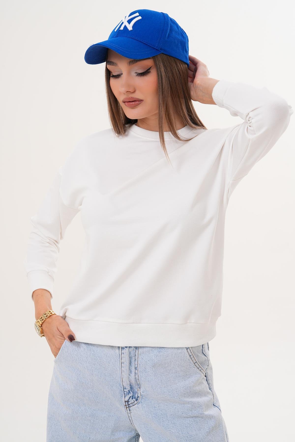 Kadın Bisiklet Yaka Sweatshirt 255263 -
