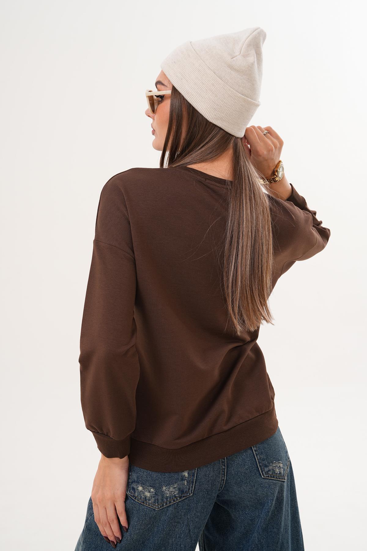 Kadın Bisiklet Yaka Sweatshirt 255263 -