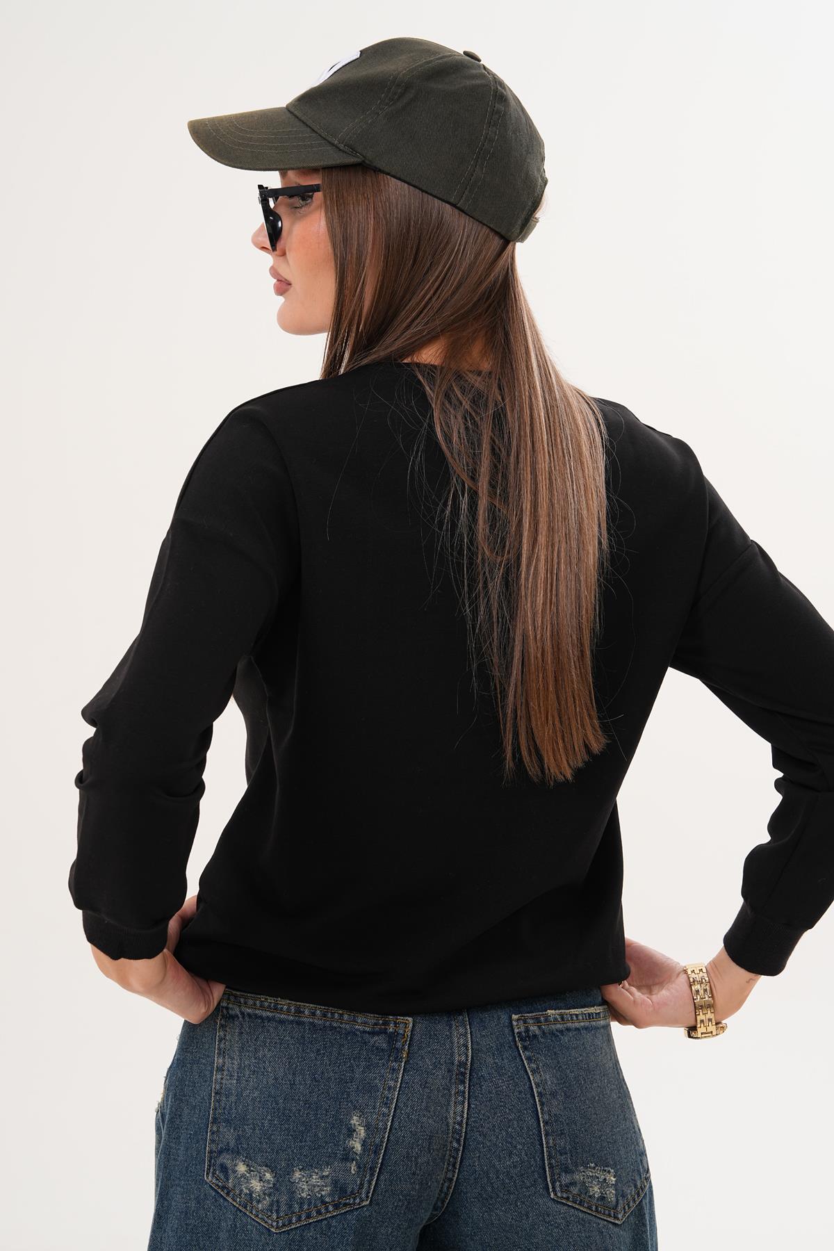 Kadın Bisiklet Yaka Sweatshirt 255263 -