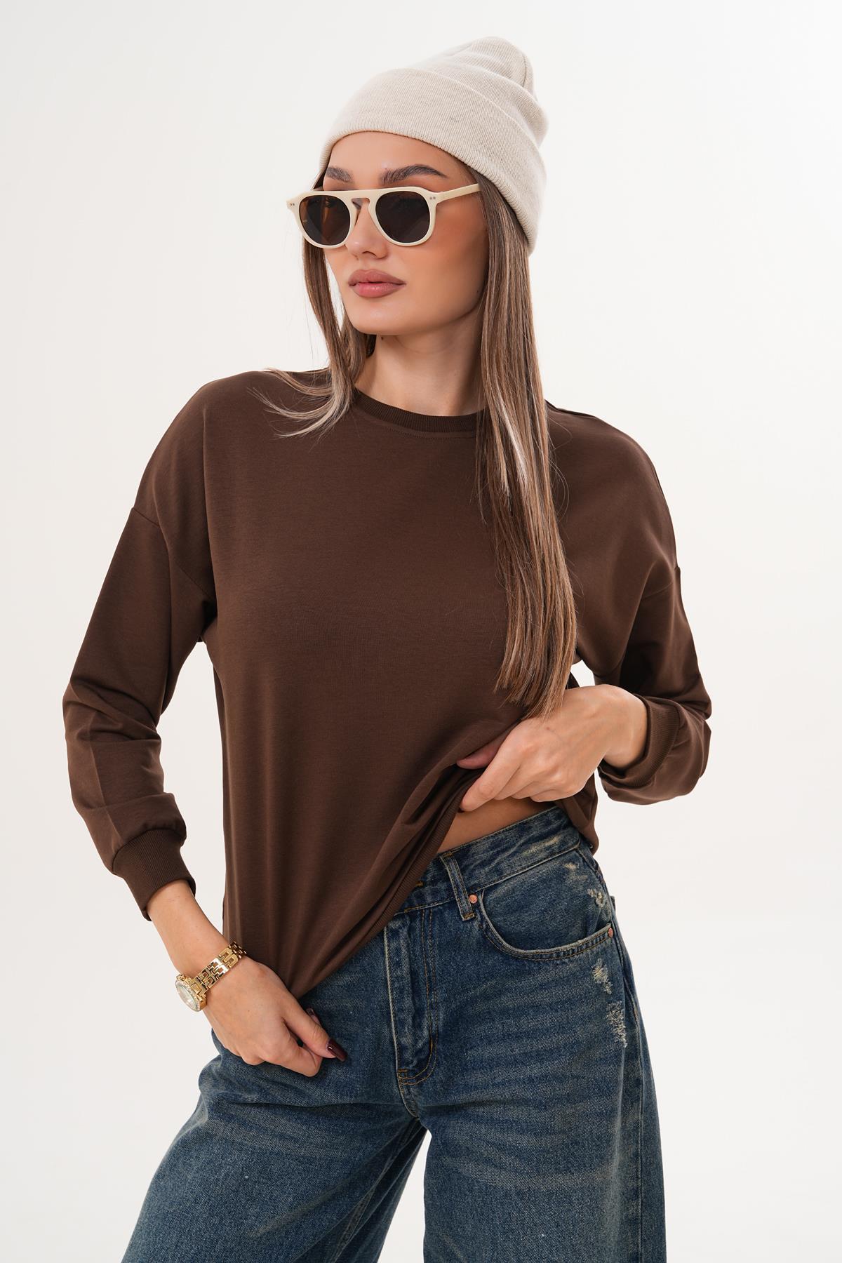 Kadın Bisiklet Yaka Sweatshirt 255263 -