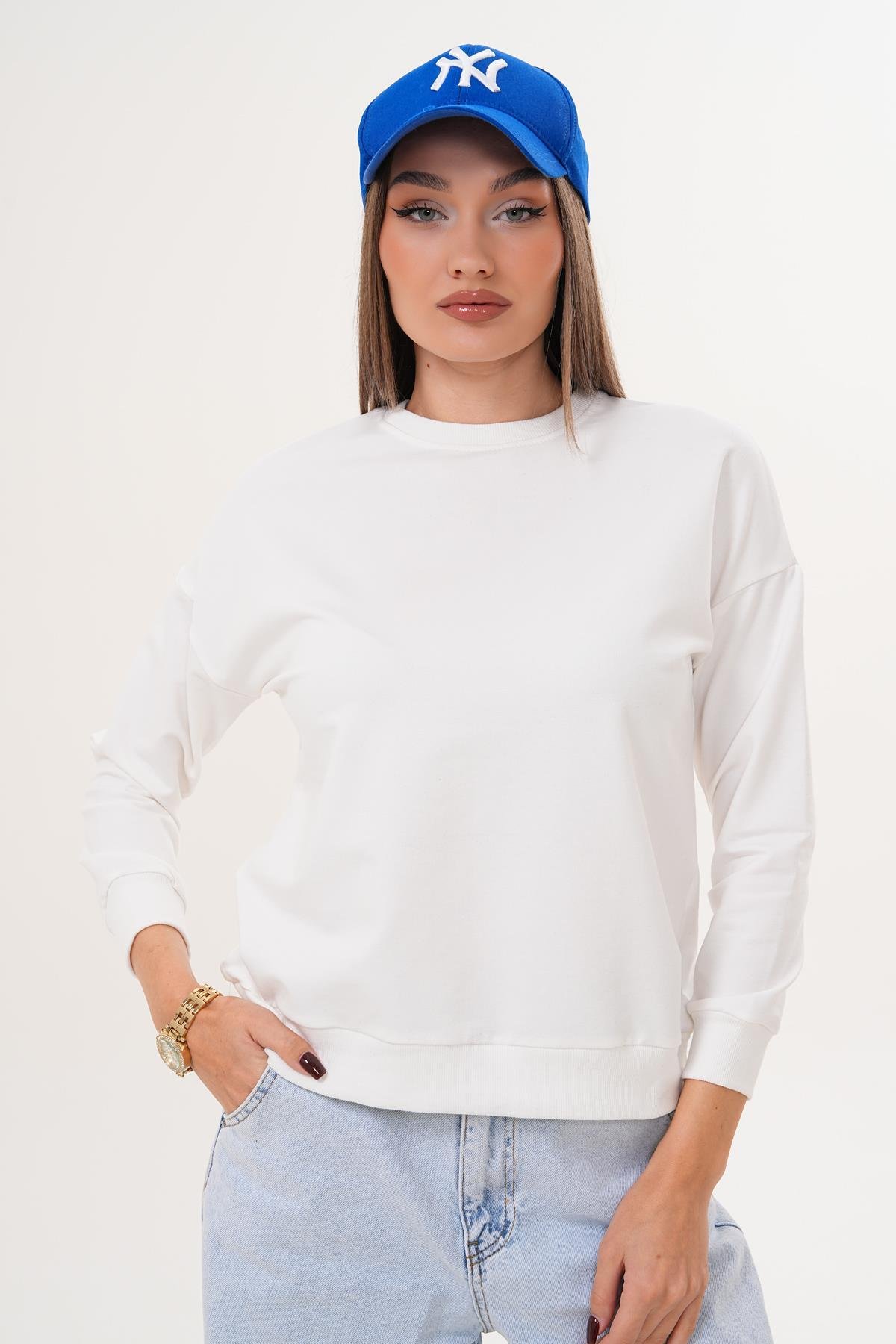 Kadın Bisiklet Yaka Sweatshirt 255263 -