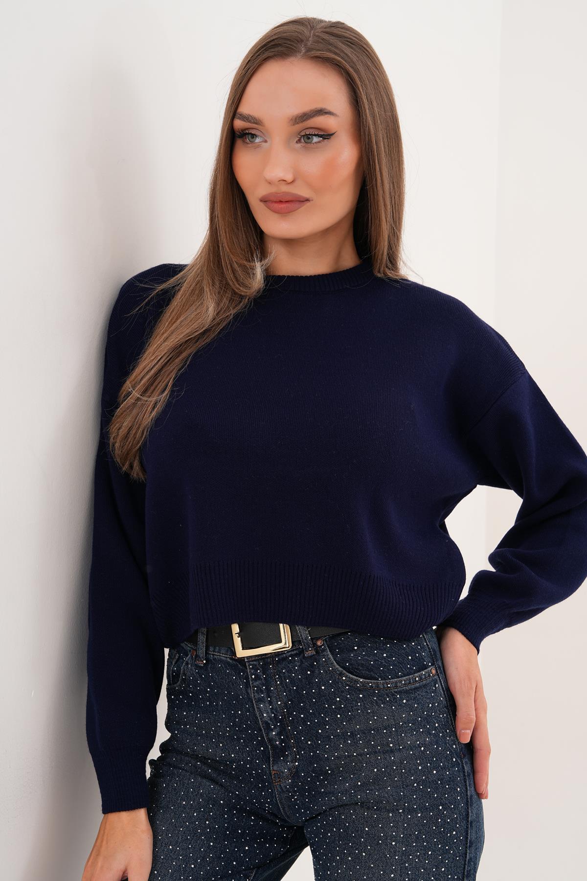 Kadın Bisiklet Yaka Triko Örme Salaş Kazak 255412 -