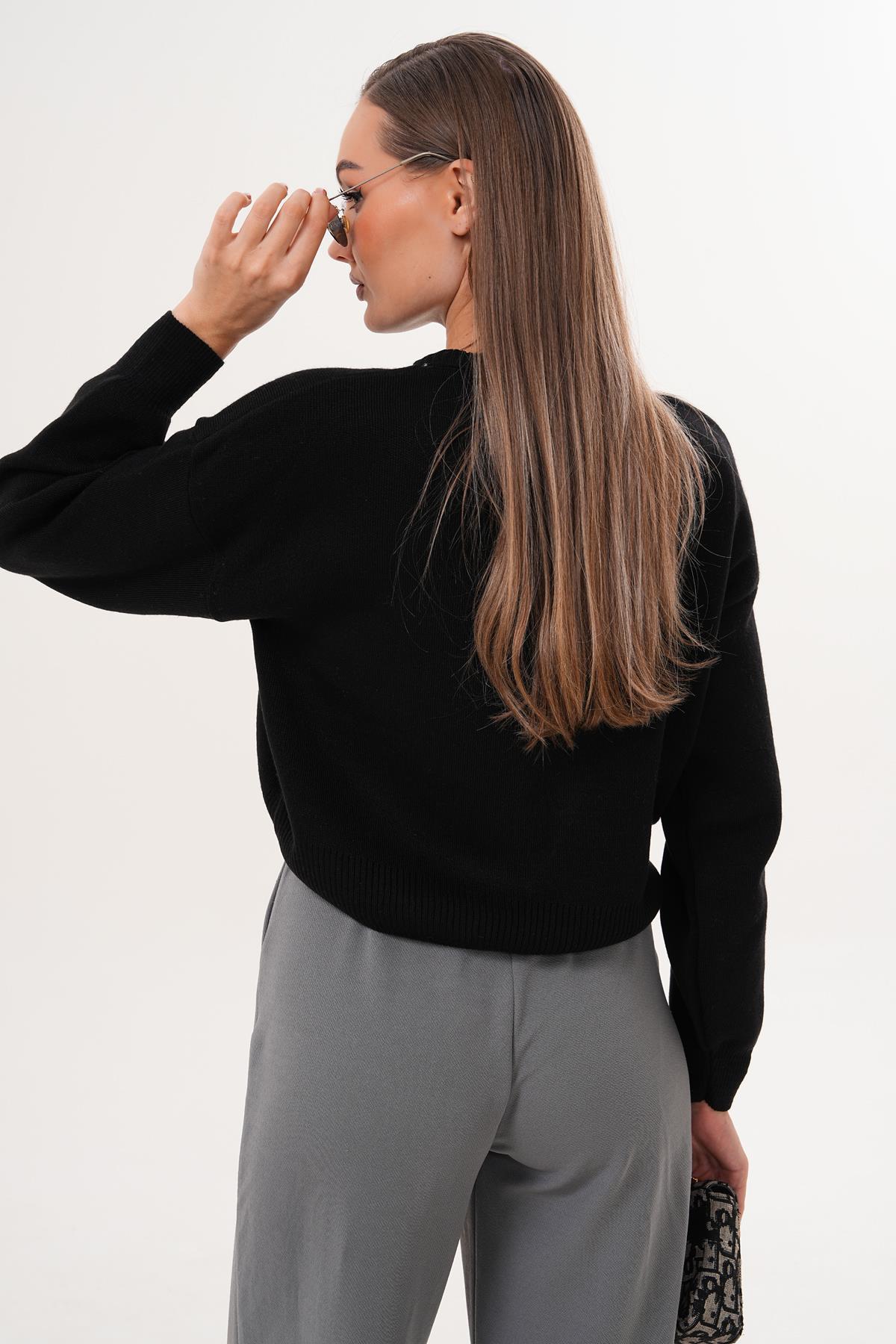 Kadın Bisiklet Yaka Triko Örme Salaş Kazak 255412 -