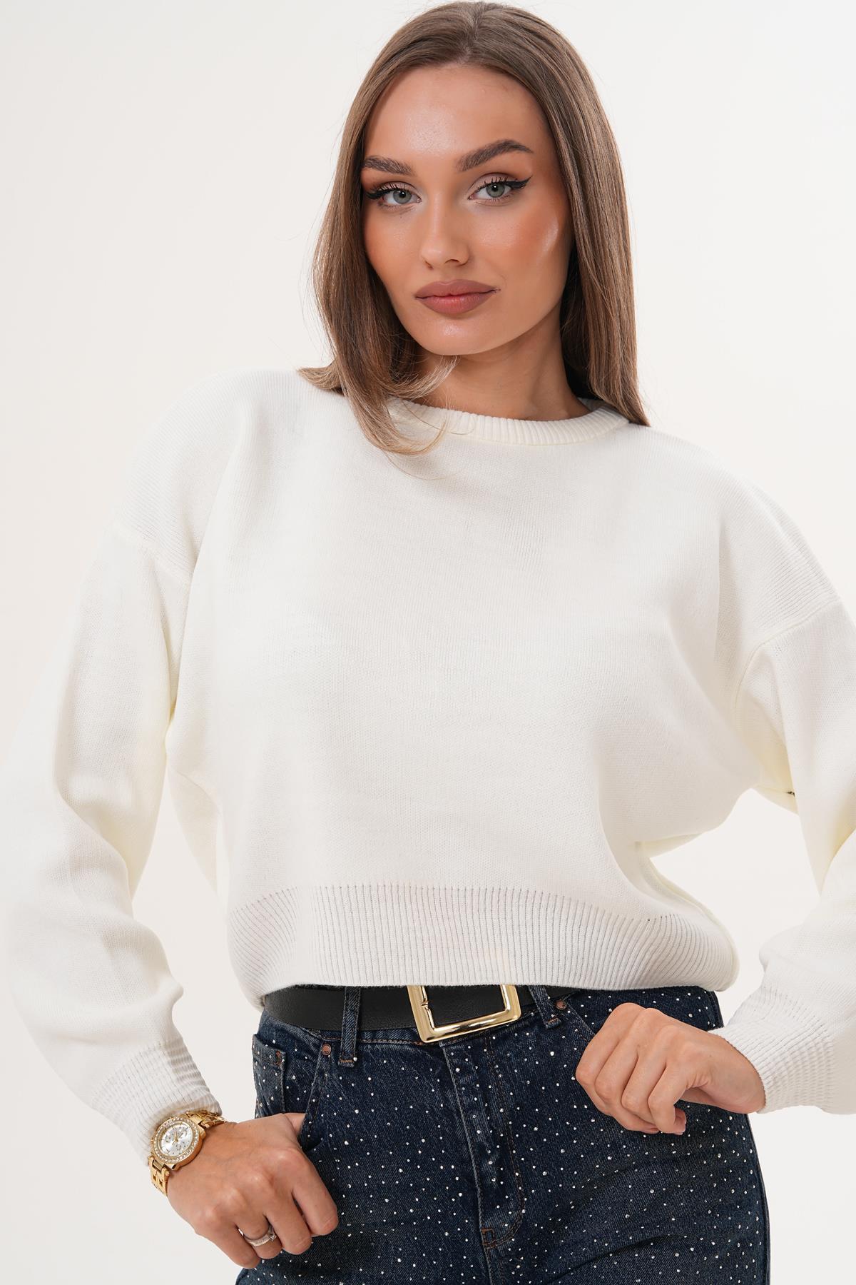 Kadın Bisiklet Yaka Triko Örme Salaş Kazak 255412 -