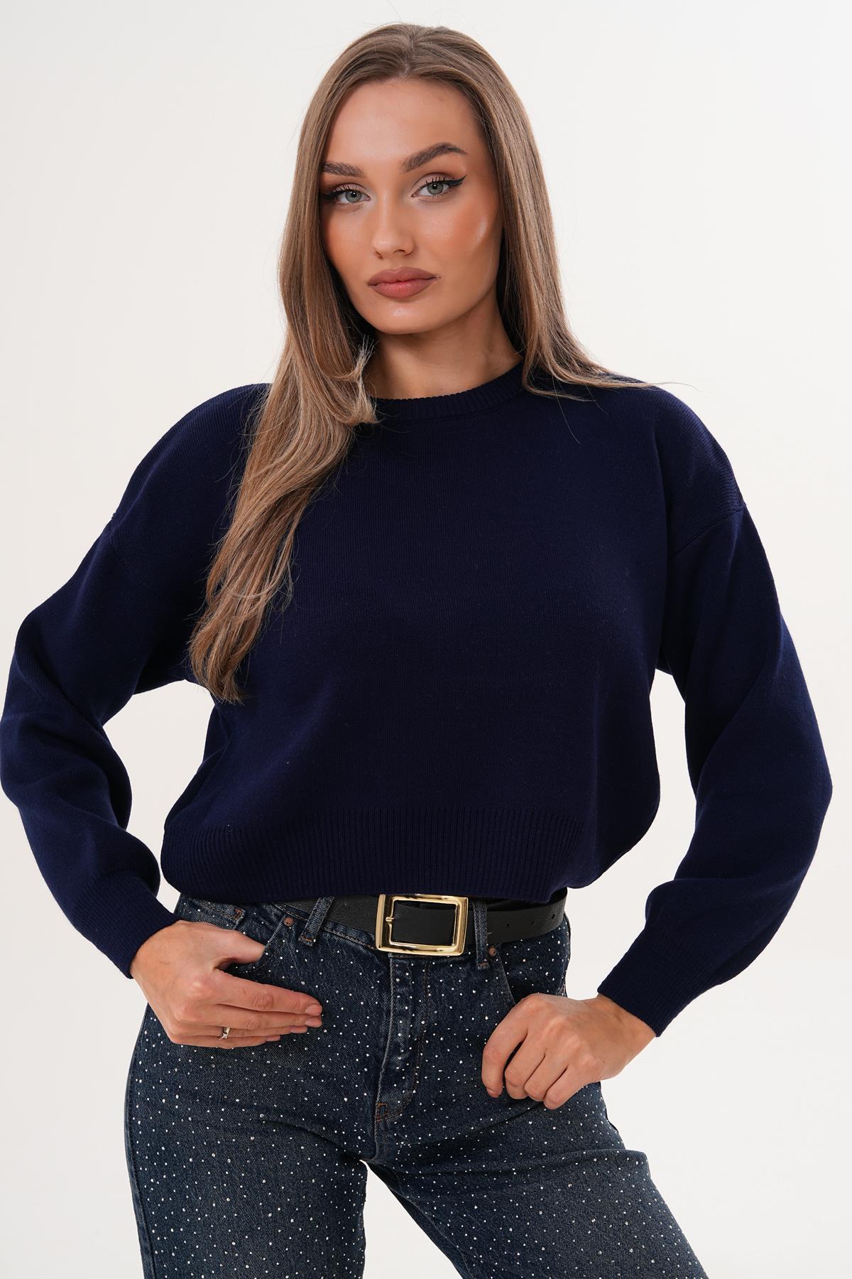 Kadın Bisiklet Yaka Triko Örme Salaş Kazak 255412 -