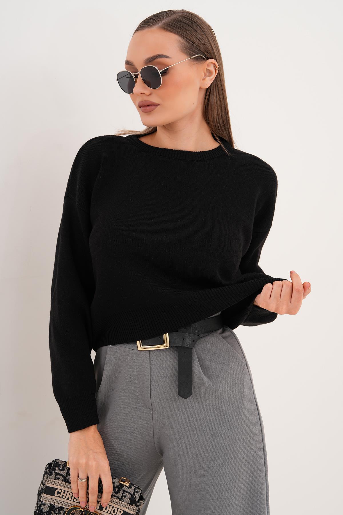 Kadın Bisiklet Yaka Triko Örme Salaş Kazak 255412 -