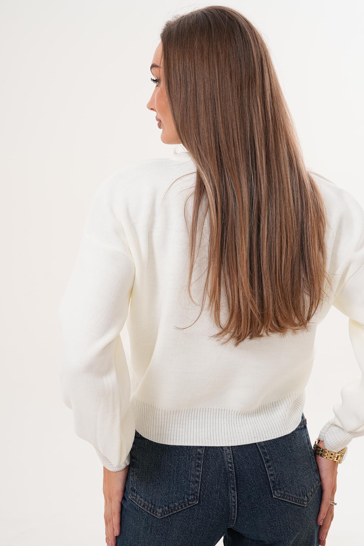 Kadın Bisiklet Yaka Triko Örme Salaş Kazak 255412 -