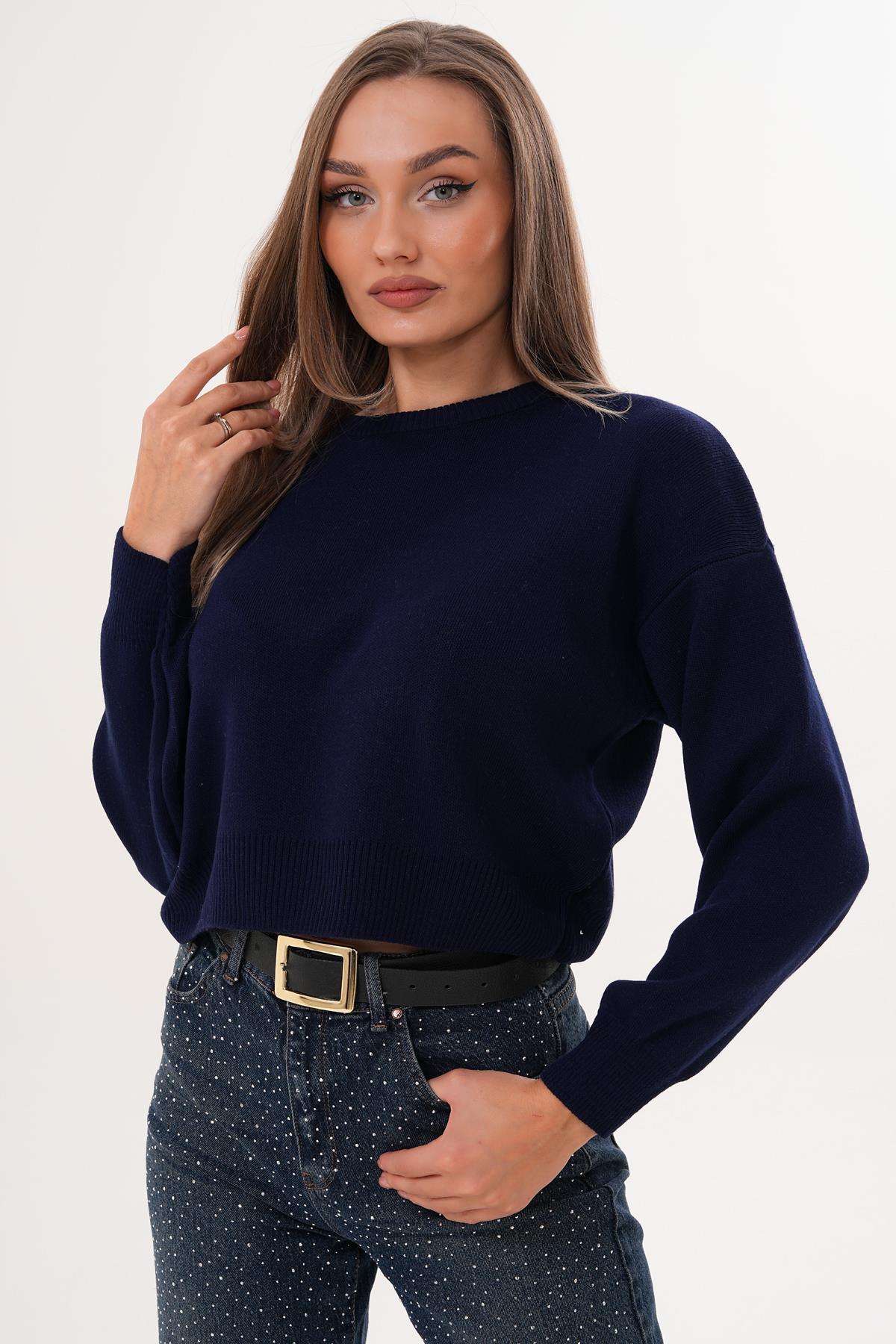 Kadın Bisiklet Yaka Triko Örme Salaş Kazak 255412 -