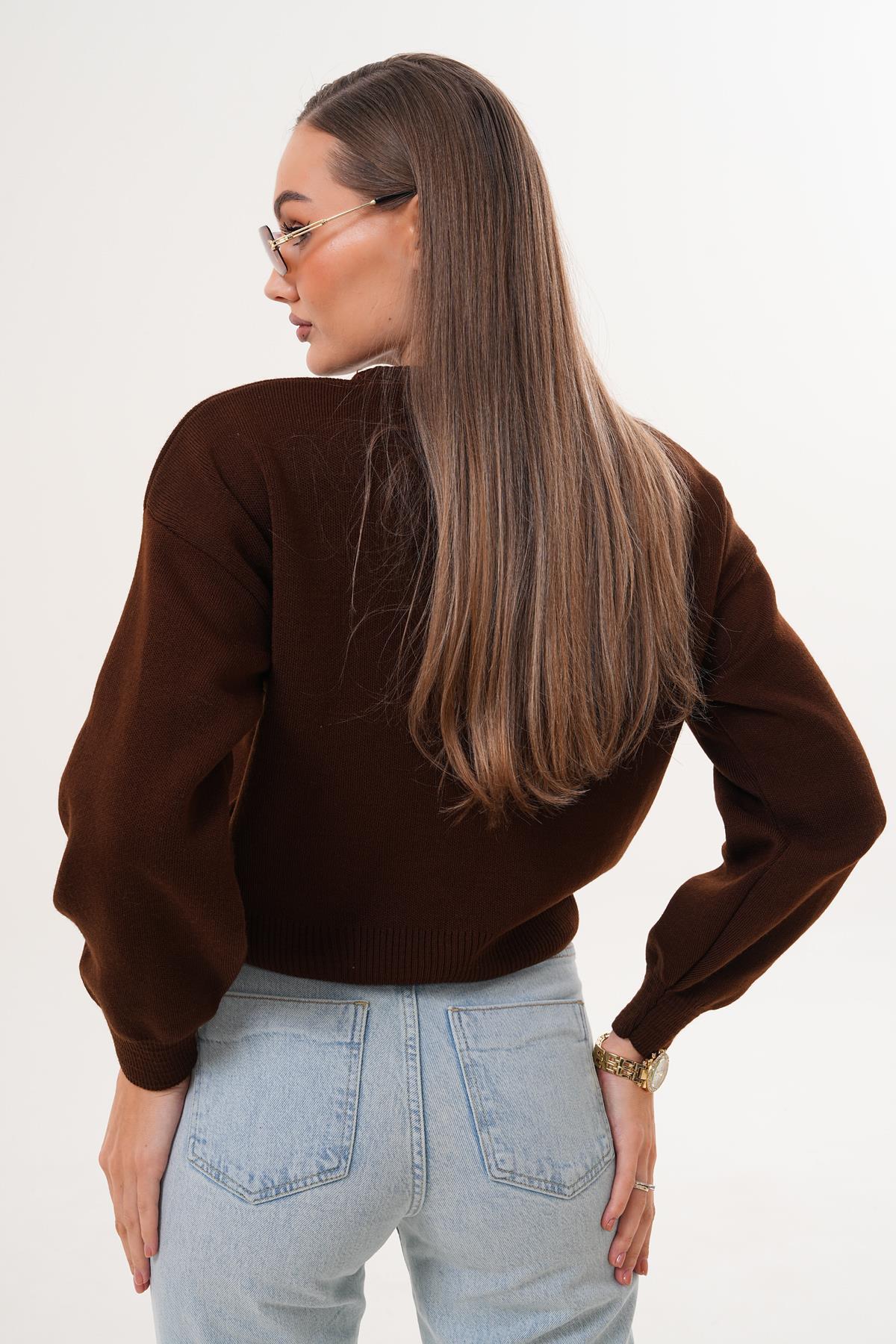 Kadın Bisiklet Yaka Triko Örme Salaş Kazak 255412 -