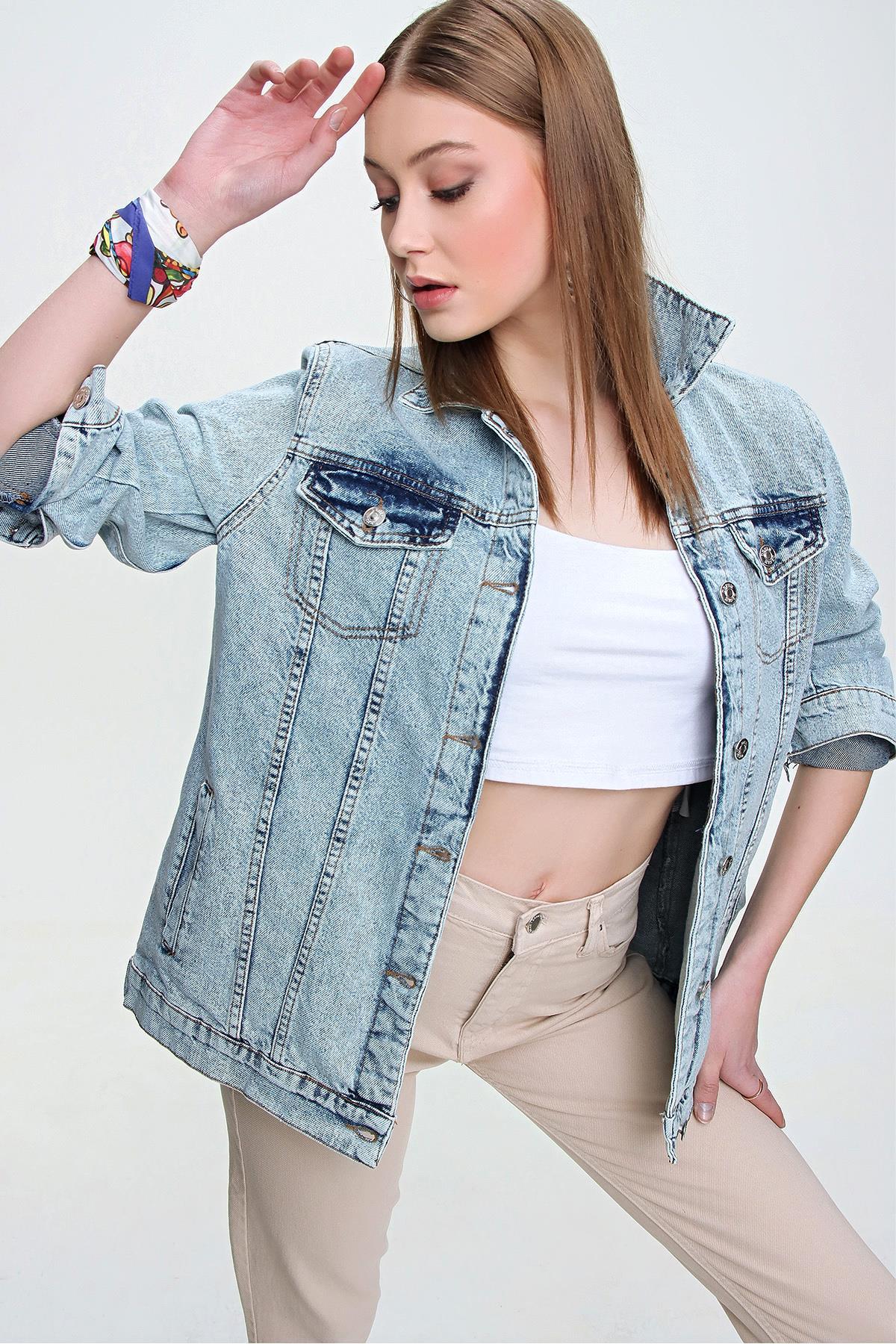 Kadın Boyfriend Denim Ceket