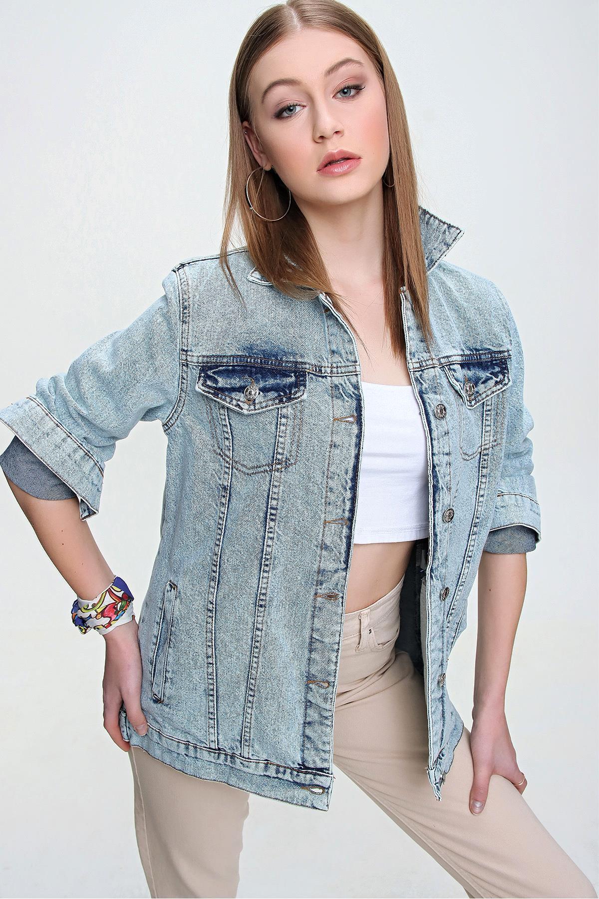 Kadın Boyfriend Denim Ceket