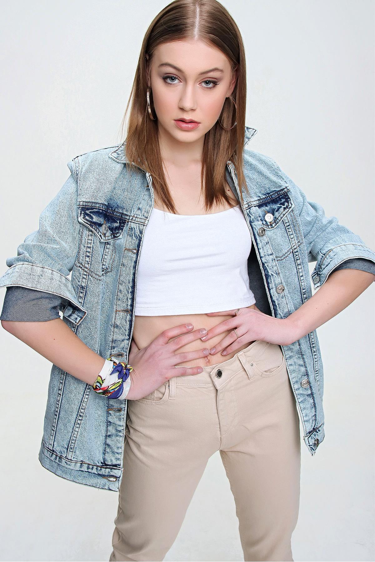 Kadın Boyfriend Denim Ceket