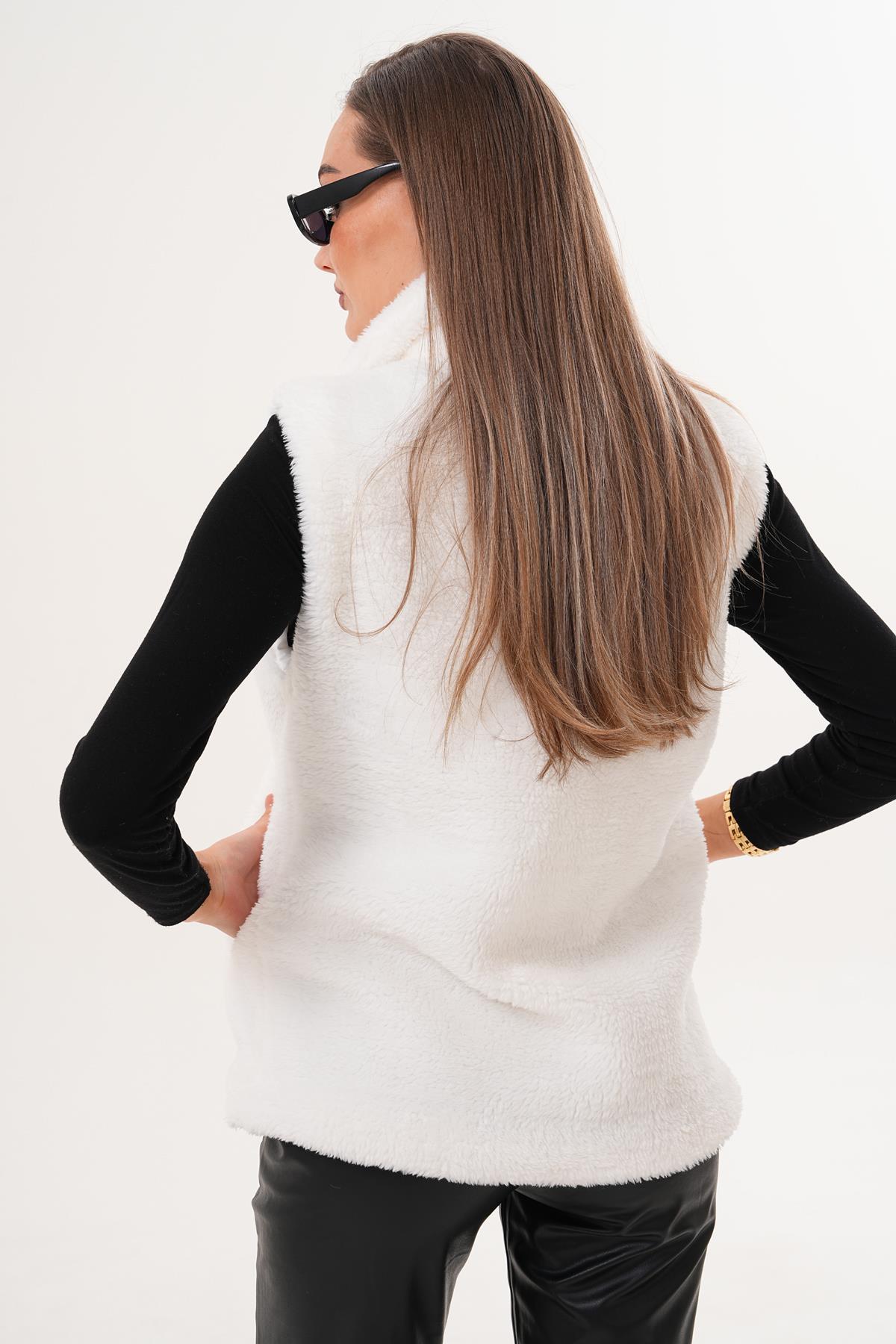 Kadın Fermuar Kapamalı Peluş Yelek 255126 -