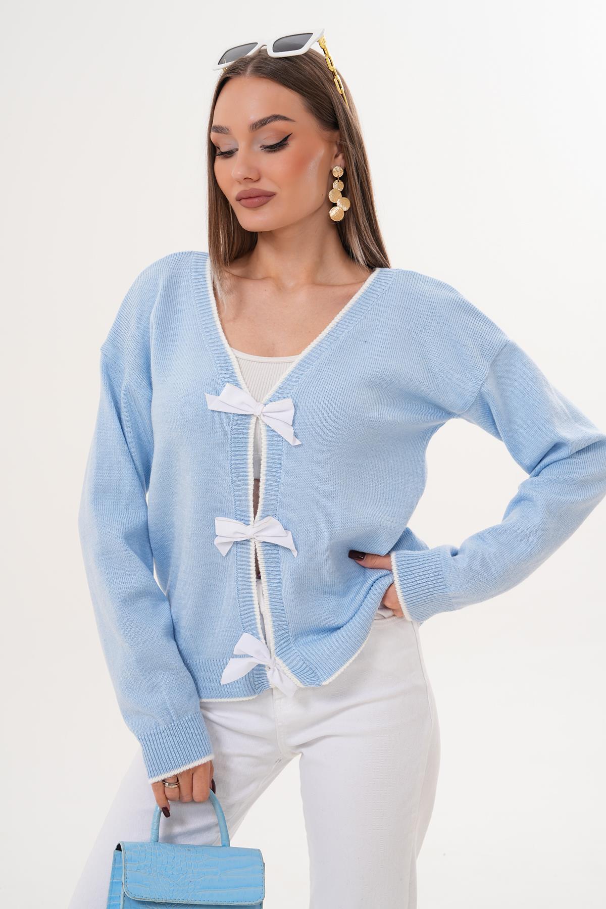 Kadın Fiyonk Detaylı Triko Örme Bluz 255181 -