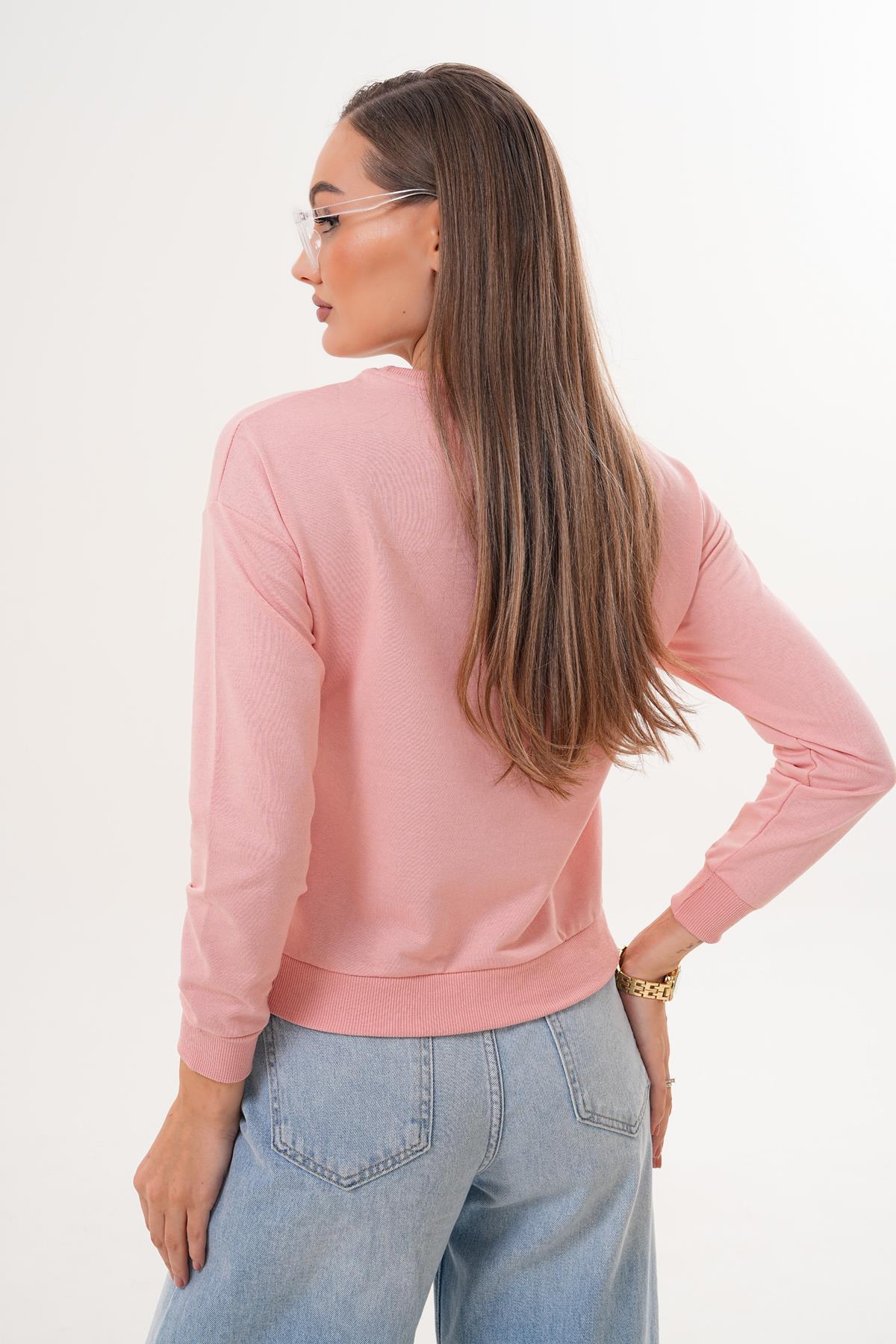 Kadın Fiyonk Nakışlı İki İplik Sweatshirt 255326 -